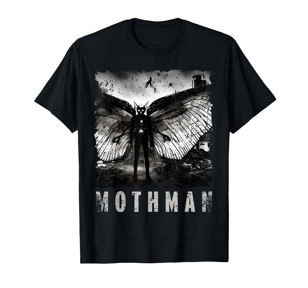Mothman Creepy Photo Cryptid Distressed T-Shirt - Graphic Print Unisex - T-Shirt, Sweatshirt, Hoodie