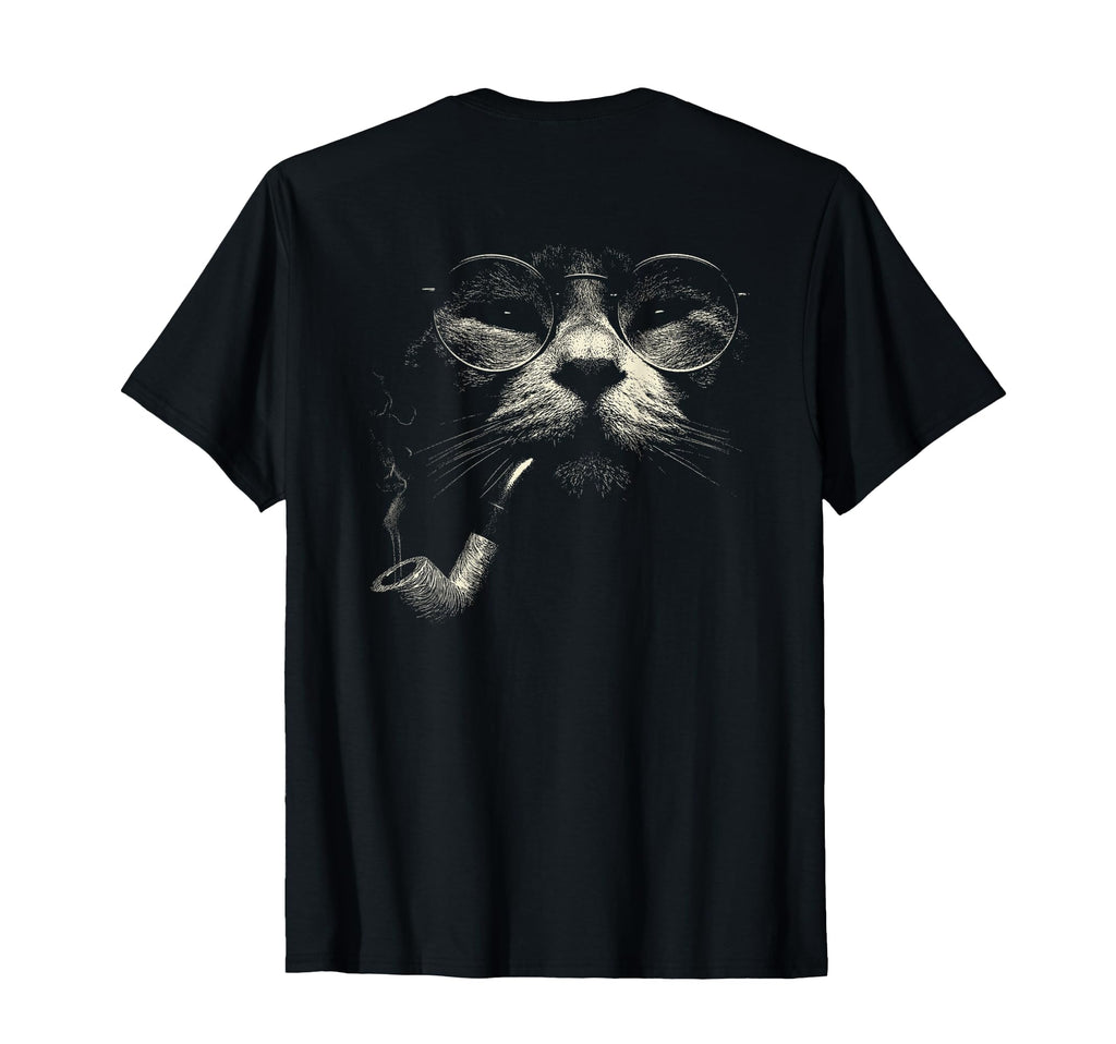 Cat Smoking Pipe Glasses Meme Grunge T-Shirt - Aesthetic Graphic Men Women - T-Shirt, Sweatshirt, Hoodie