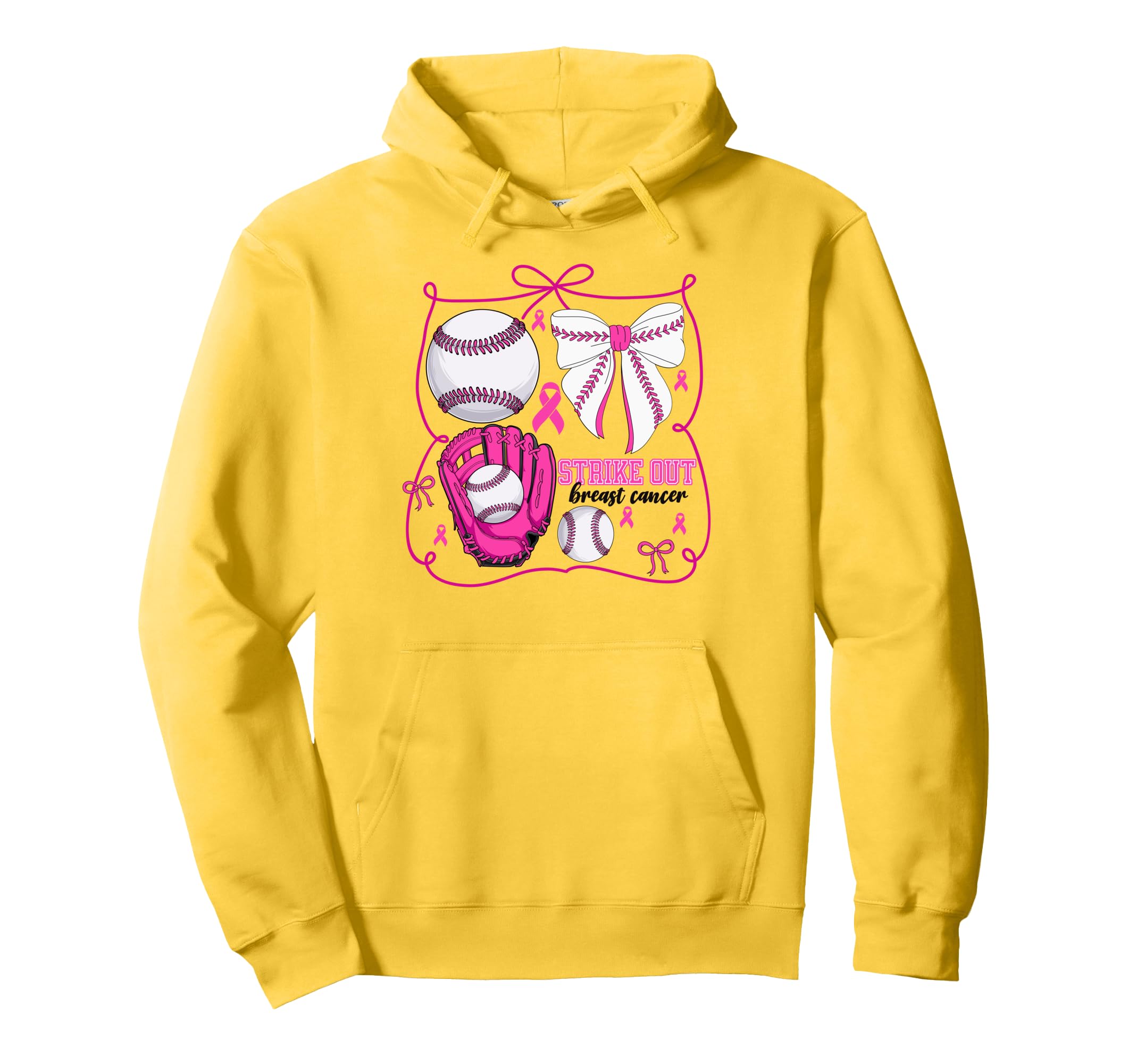 Strike Out Baseball Breast Cancer Hoodie - Streetwear Style Unisex - T-Shirt, Sweatshirt, Hoodie