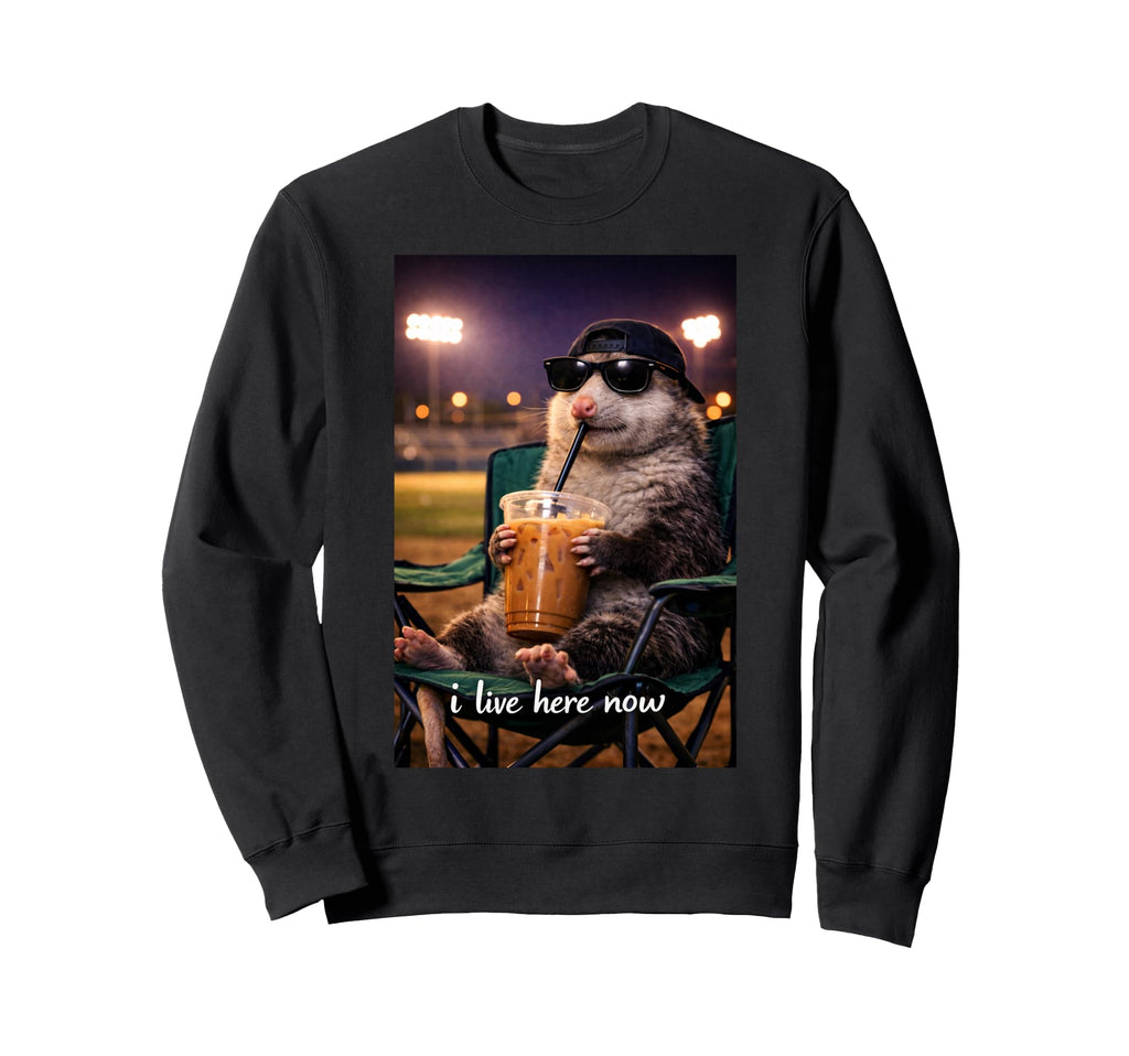 Funny Opossum Ballfield Baseball Sweatshirt - Minimalist Print for Adults - T-Shirt, Sweatshirt, Hoodie