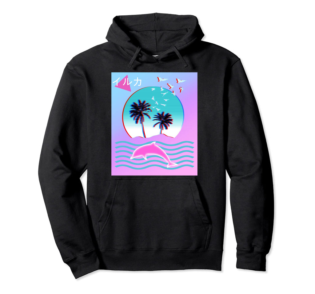 Dolphin Vaporwave Aesthetic Japanese Hoodie - Novelty Apparel Men Women - T-Shirt, Sweatshirt, Hoodie