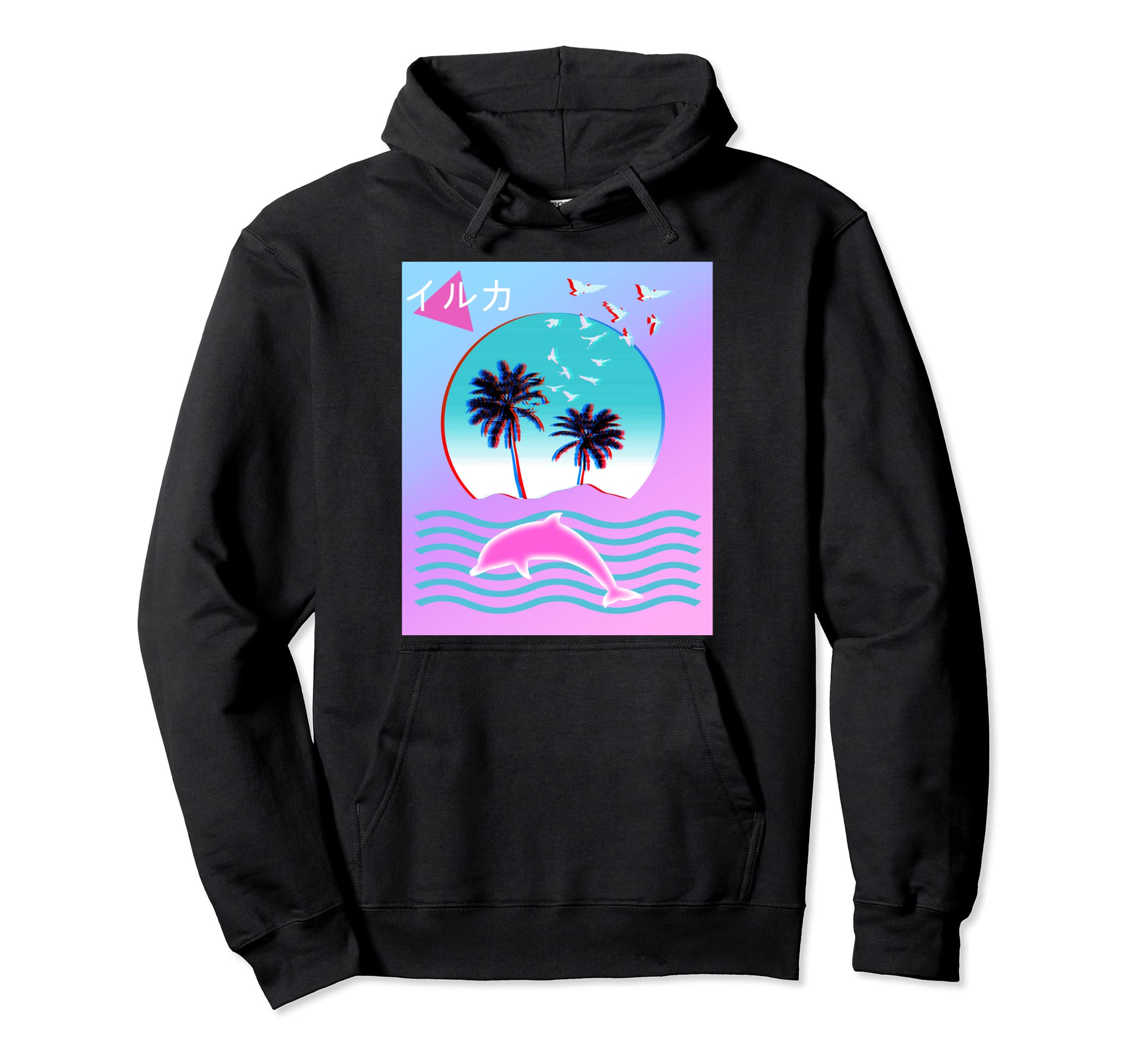 Dolphin Vaporwave Aesthetic Japanese Hoodie - Novelty Apparel Men Women - T-Shirt, Sweatshirt, Hoodie