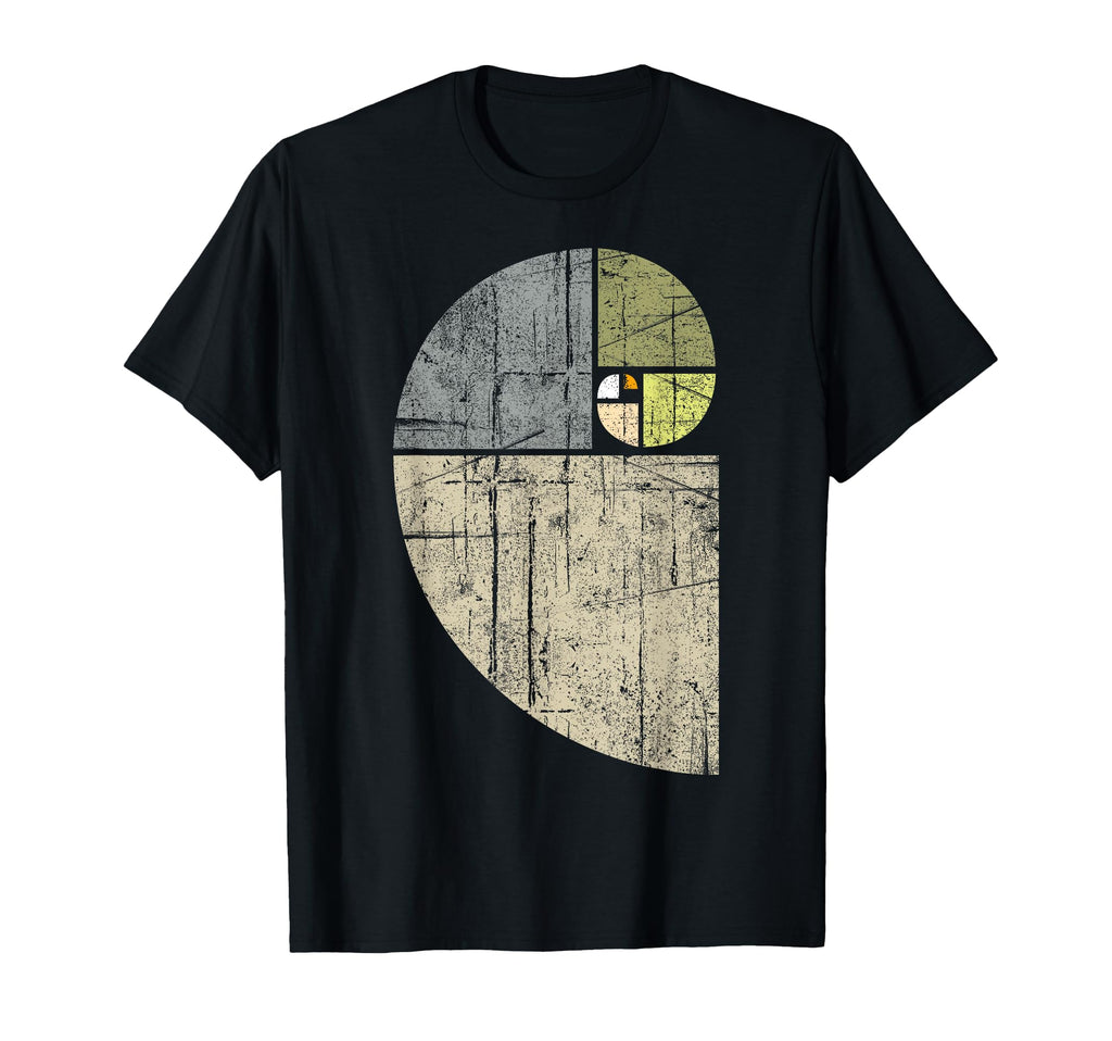 Fibonacci Spiral Distressed Geometric T-Shirt - Graphic Print for Adults - T-Shirt, Sweatshirt, Hoodie