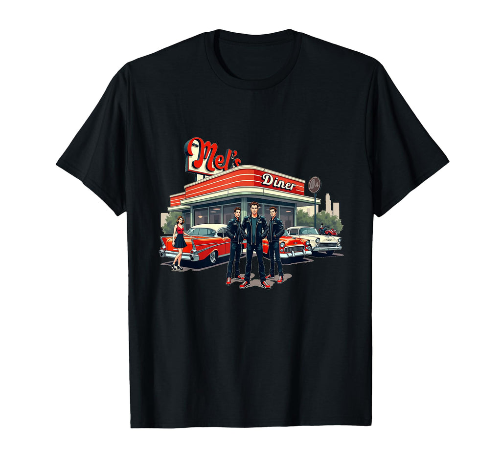 1950S Mels Diner Greasers Roller T-Shirt - Fun Novelty Design Unisex - T-Shirt, Sweatshirt, Hoodie