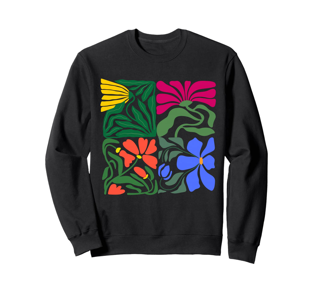 Womens Boho Floral Flower Summertime Sweatshirt - Minimalist Print Unisex - T-Shirt, Sweatshirt, Hoodie