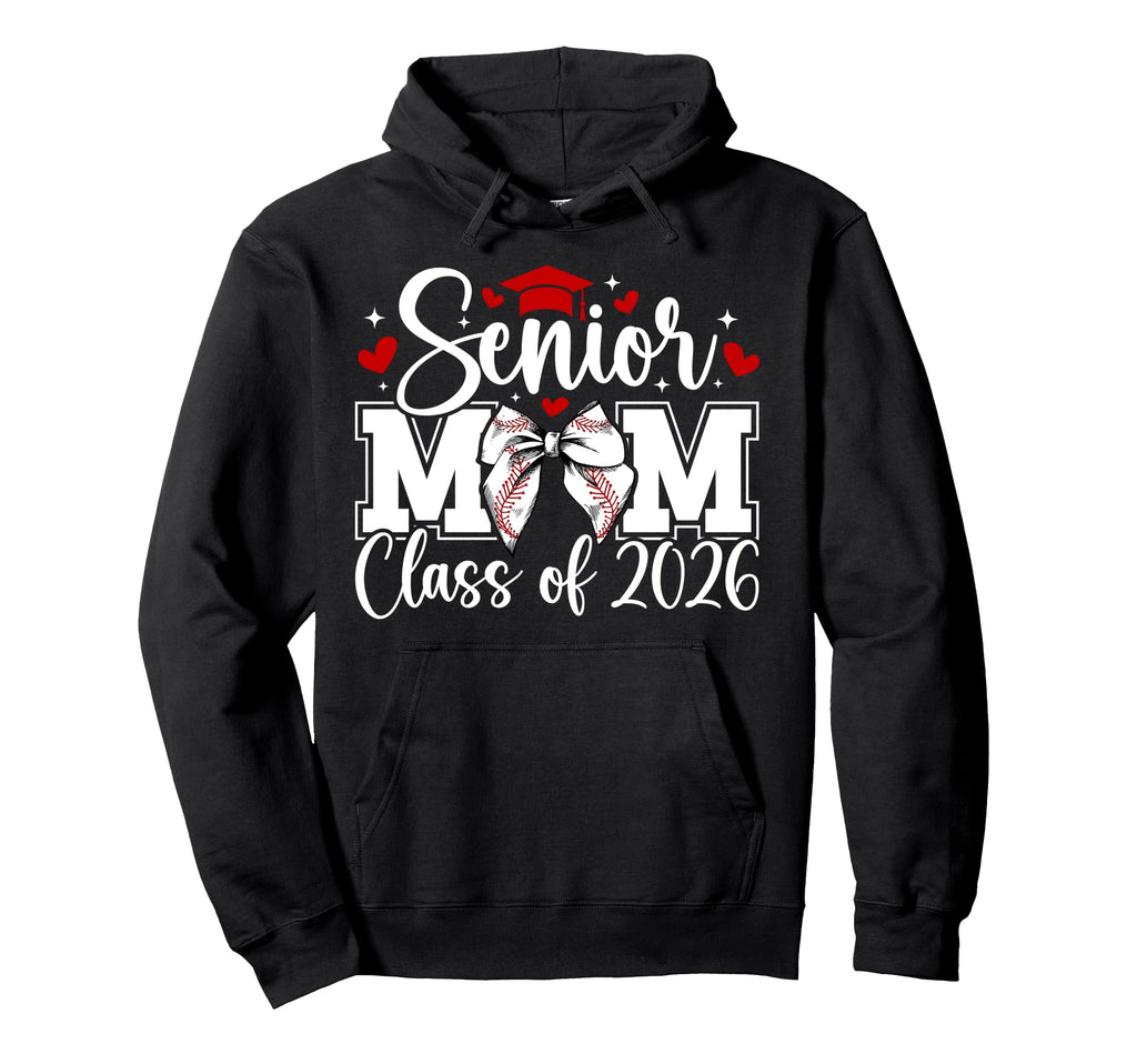 Baseball Senior Mom Class 2026 Hoodie - Custom Art Print for Adults - T-Shirt, Sweatshirt, Hoodie