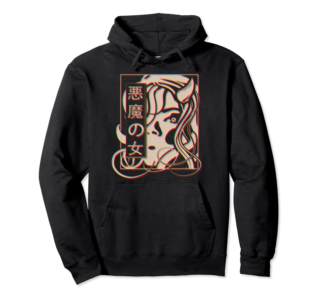 Japanese Art Devil Anime Pastel Hoodie - Casual Everyday Wear for Adults - T-Shirt, Sweatshirt, Hoodie