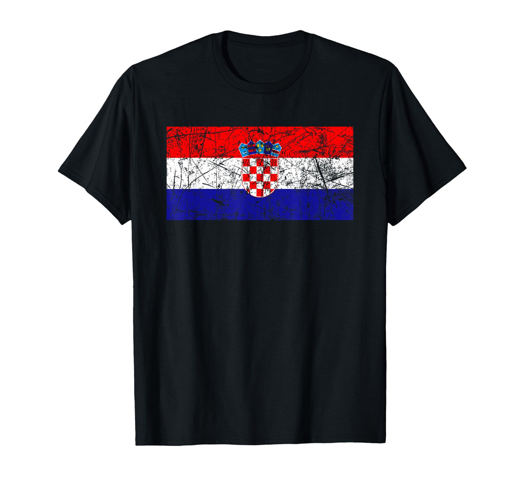Flag Croatia Croatian Flag Distressed T-Shirt - Graphic Print Unisex - T-Shirt, Sweatshirt, Hoodie