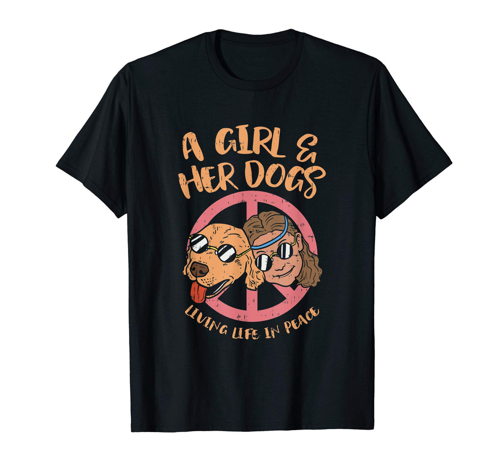 Hippy And Her Dog Living Life Peace T-Shirt - Trendy Graphic for Adults - T-Shirt, Sweatshirt, Hoodie