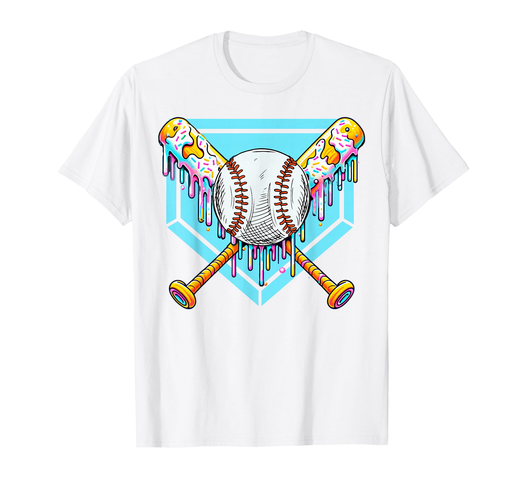 Baseball Drip Ice Cream Drip Sweet Swing T-Shirt - Custom Art Print Unisex - T-Shirt, Sweatshirt, Hoodie