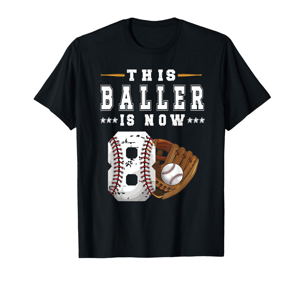8Th Birthday Baseball Eight Year Old T-Shirt - Novelty Apparel Unisex - T-Shirt, Sweatshirt, Hoodie
