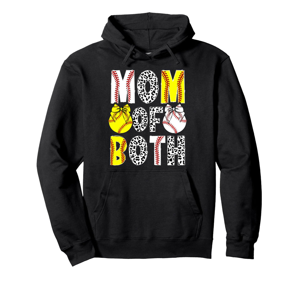 Mom Both Proud Softball Baseball Mom Hoodie - Aesthetic Graphic Unisex - T-Shirt, Sweatshirt, Hoodie
