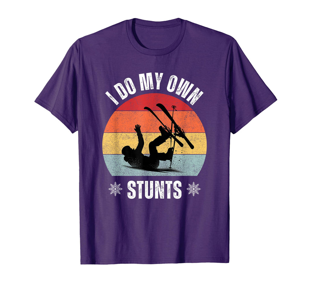 I Do My Own Stunts Skiing Sunset Funny T-Shirt - Novelty Apparel Men Women - T-Shirt, Sweatshirt, Hoodie