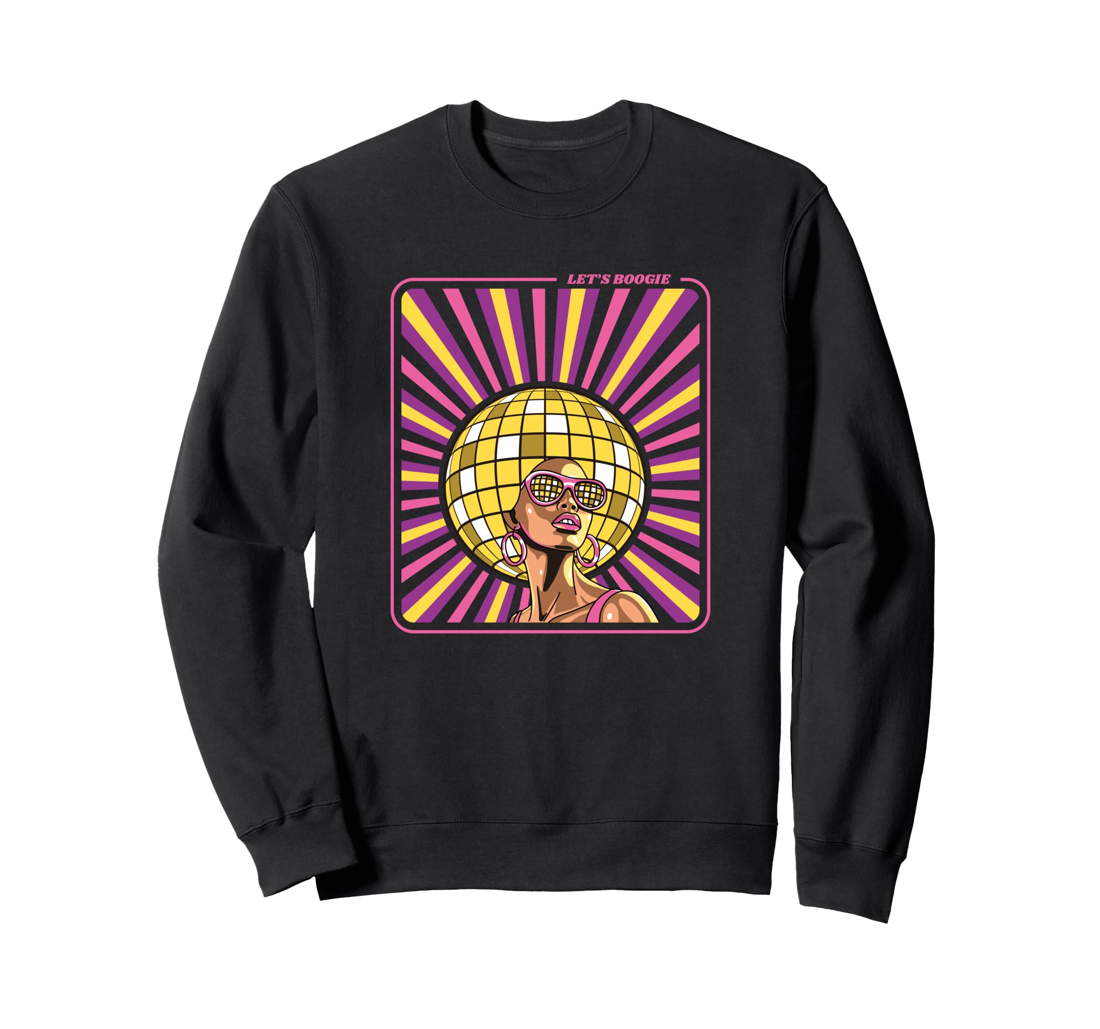 70S Afro Disco Ball Hair Funky Dance Sweatshirt - Graphic Print Unisex - T-Shirt, Sweatshirt, Hoodie