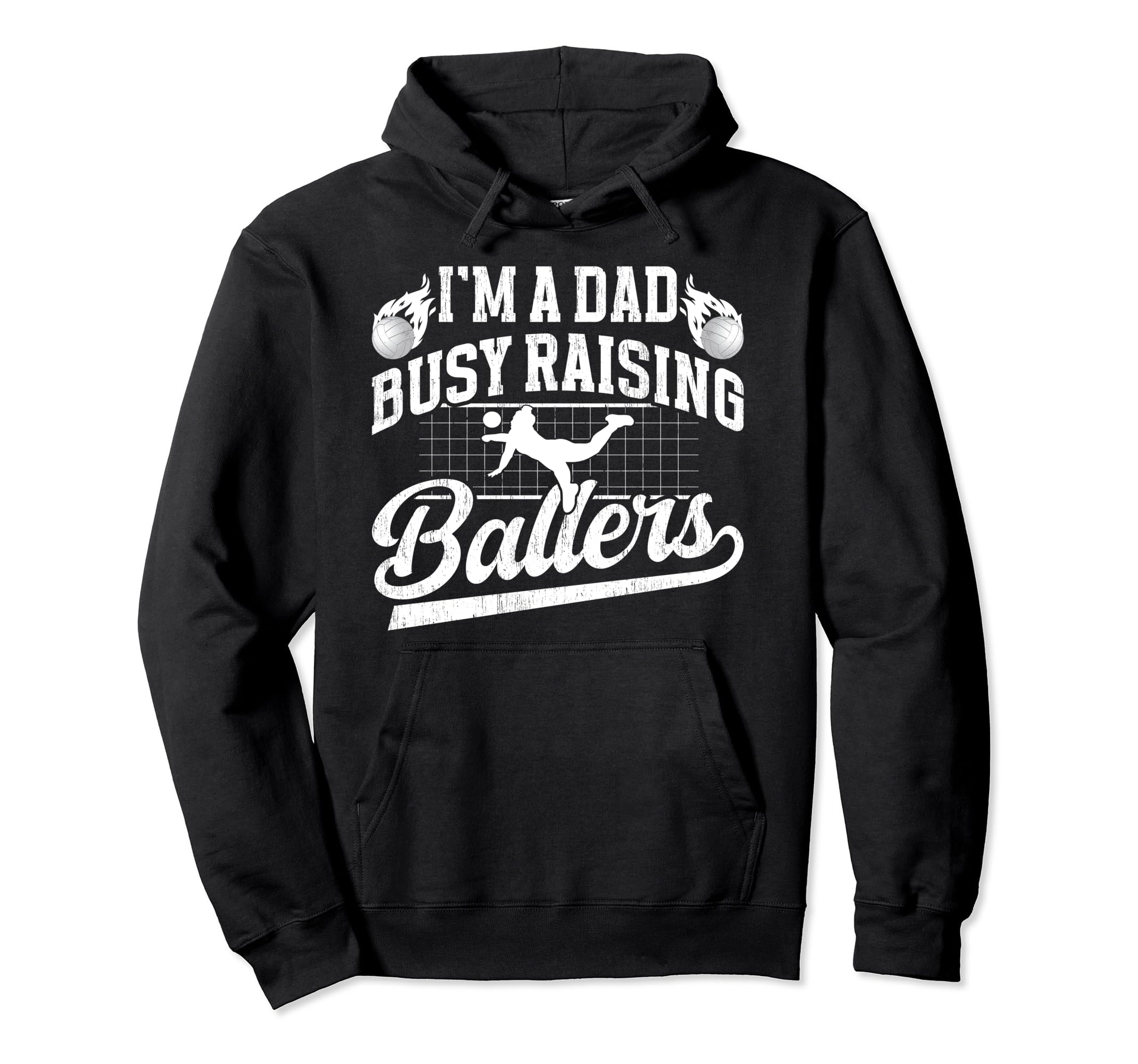 Busy Raising Ballers Volleyball Dad Hoodie - Minimalist Print for Adults - T-Shirt, Sweatshirt, Hoodie