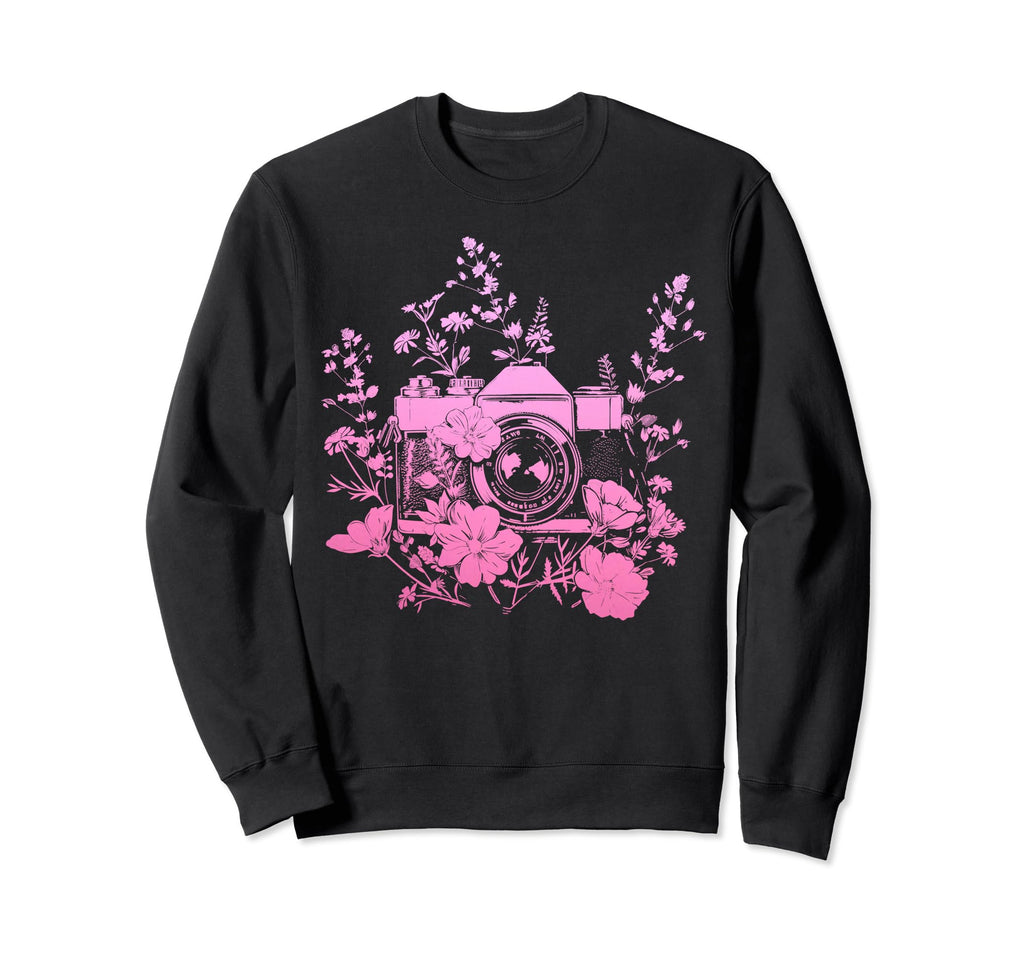 Photographer Camera Flowers Sweatshirt - Streetwear Style for Adults - T-Shirt, Sweatshirt, Hoodie