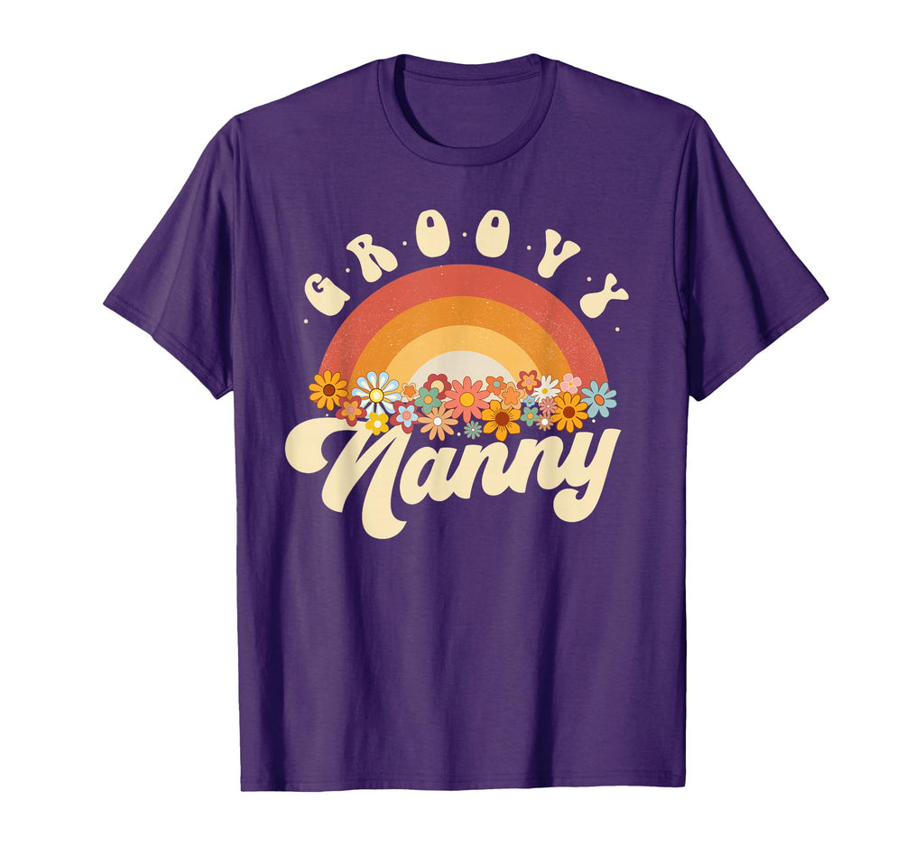 Groovy Nanny Rainbow Colorful Flowers T-Shirt - Streetwear Style Unisex - T-Shirt, Sweatshirt, Hoodie