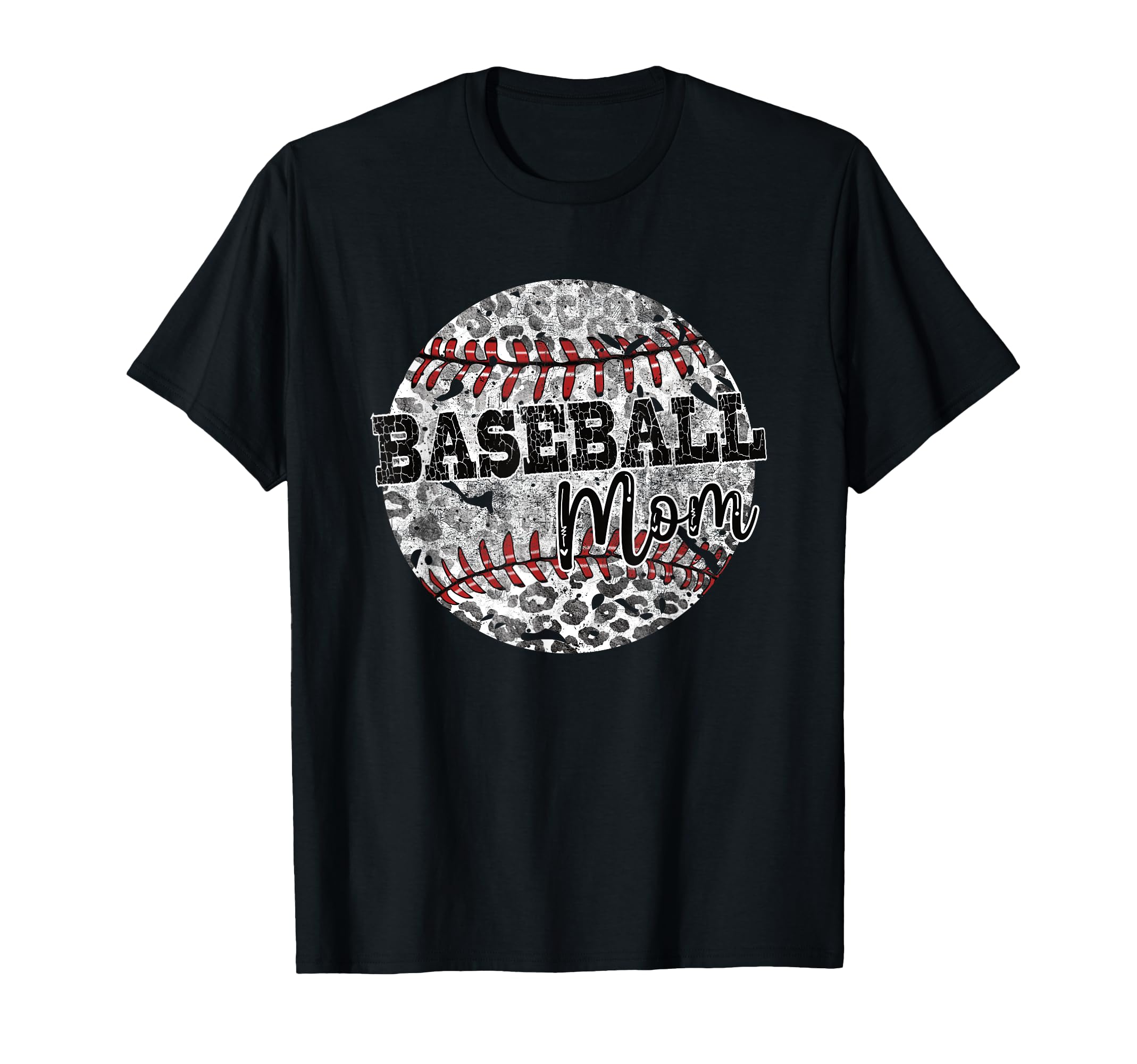 Leopard Baseball Mom Distressed T-Shirt - Aesthetic Graphic Men Women - T-Shirt, Sweatshirt, Hoodie