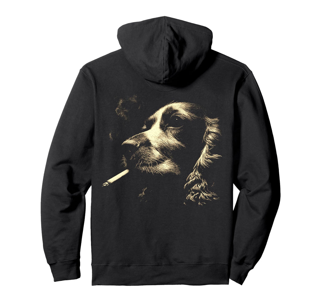 English Cocker Spaniel Smoking Hoodie - Unique Graphic for Adults - T-Shirt, Sweatshirt, Hoodie