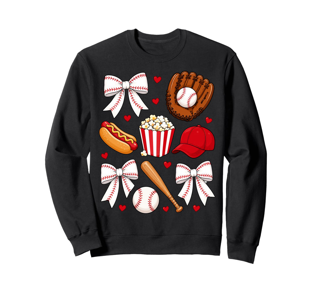 Baseball Coquette Bow Mom Mama Sweatshirt - Casual Everyday Wear Unisex - T-Shirt, Sweatshirt, Hoodie
