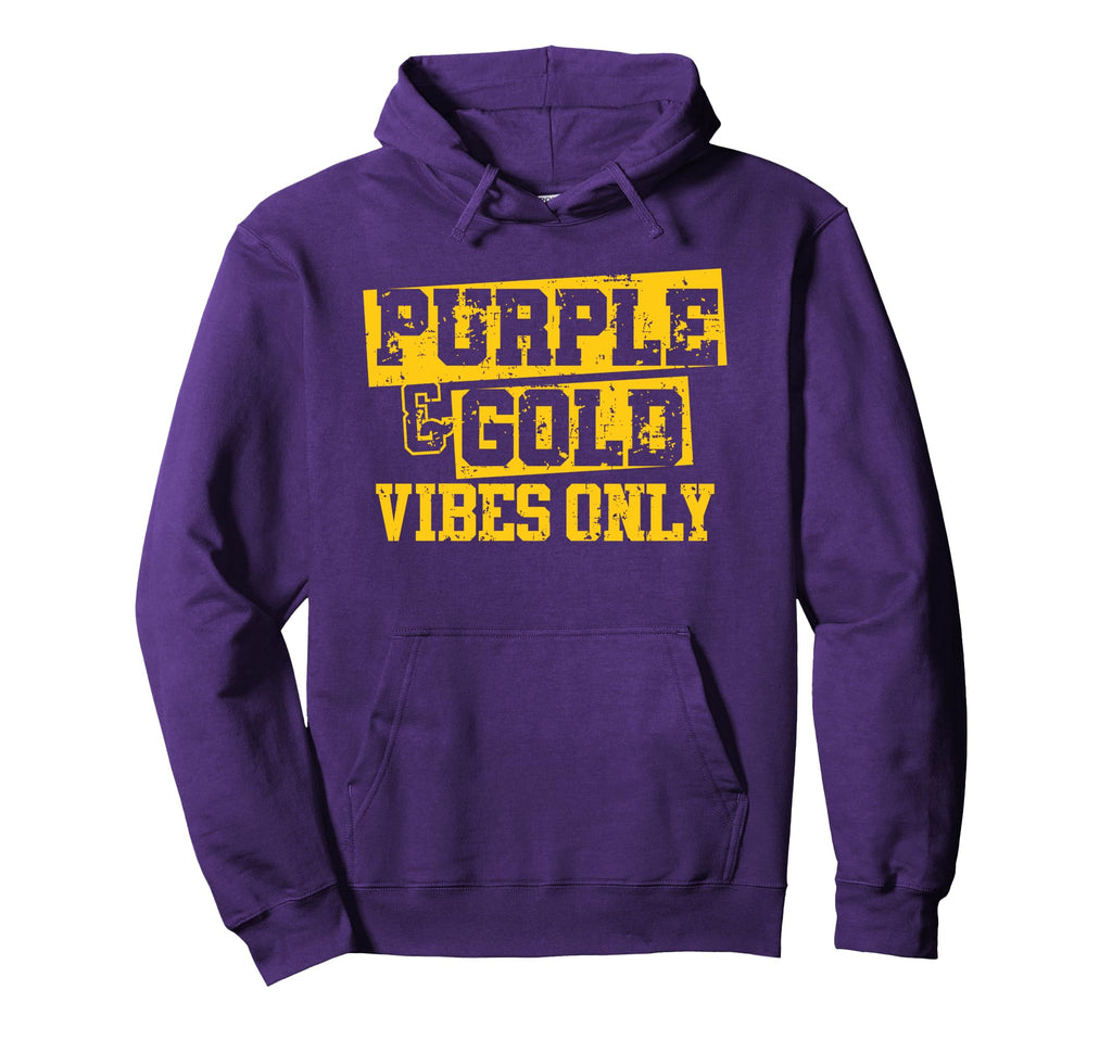 Purple Gold Vibes Only Game Day Group Hoodie - Unique Graphic Unisex - T-Shirt, Sweatshirt, Hoodie