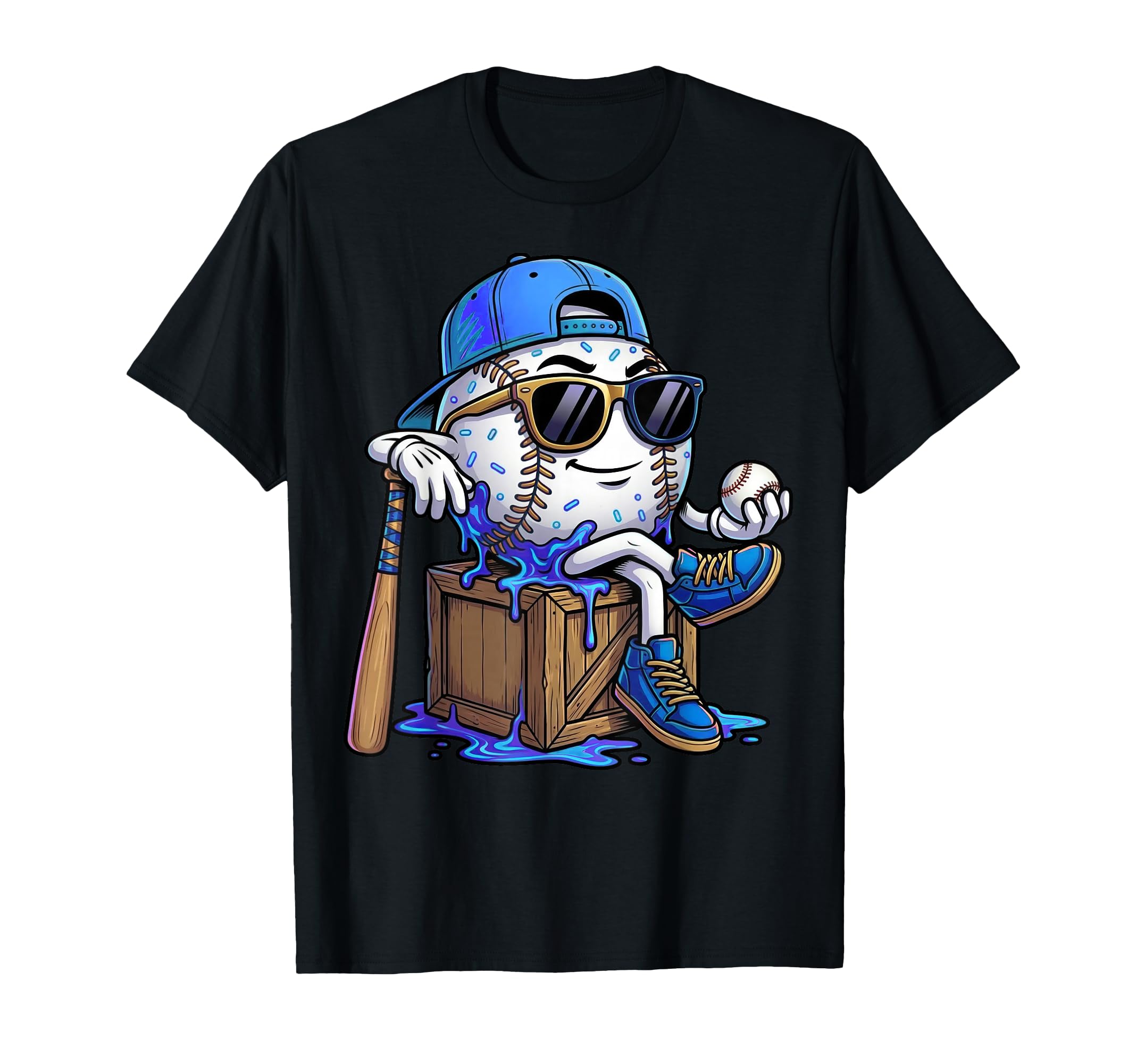 Baseball Drip Ice Cream Drip Funny T-Shirt - Unique Graphic Men Women - T-Shirt, Sweatshirt, Hoodie