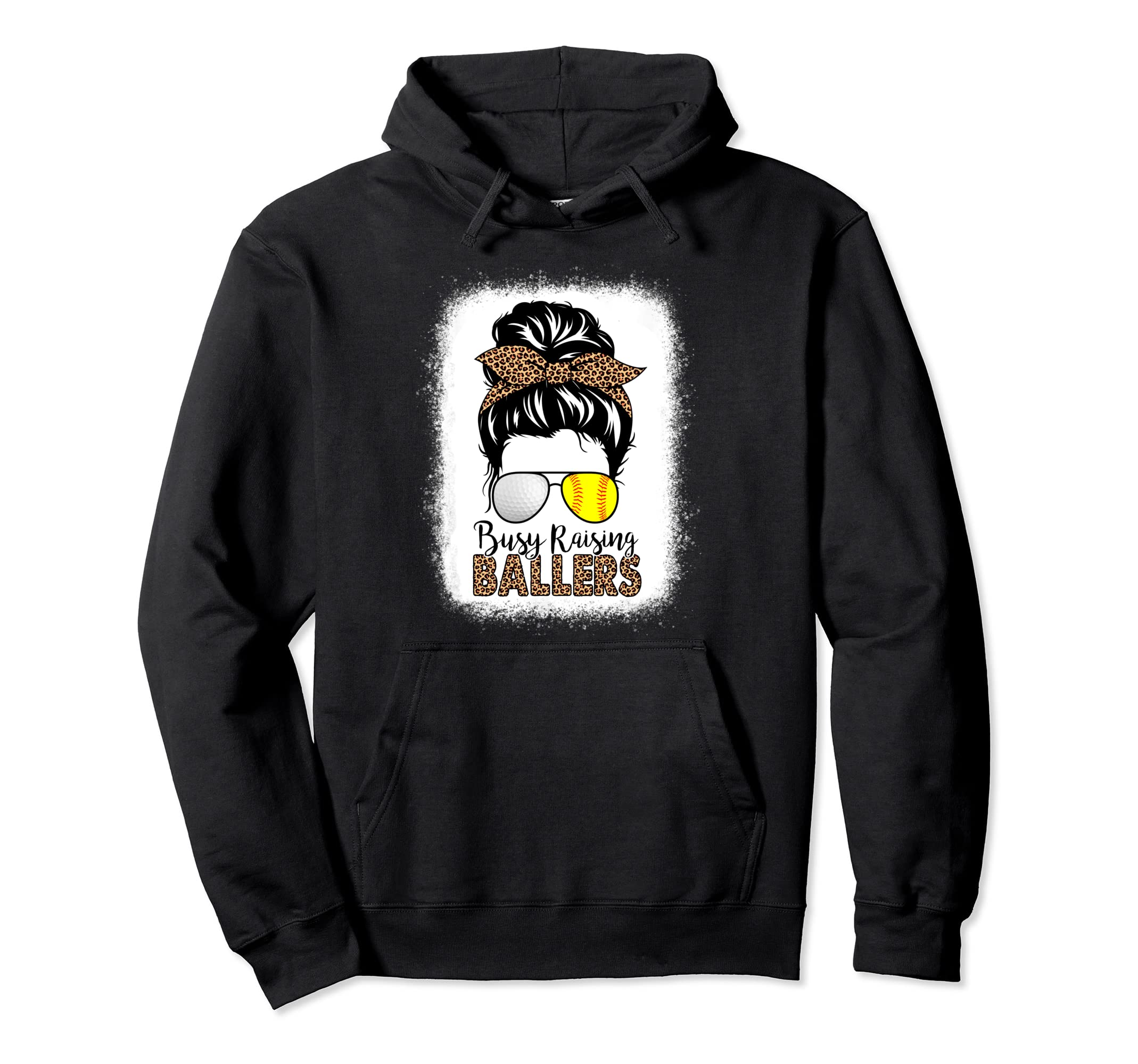 Golf And Softball Mom Messy Bun Hoodie - Casual Everyday Wear for Adults - T-Shirt, Sweatshirt, Hoodie