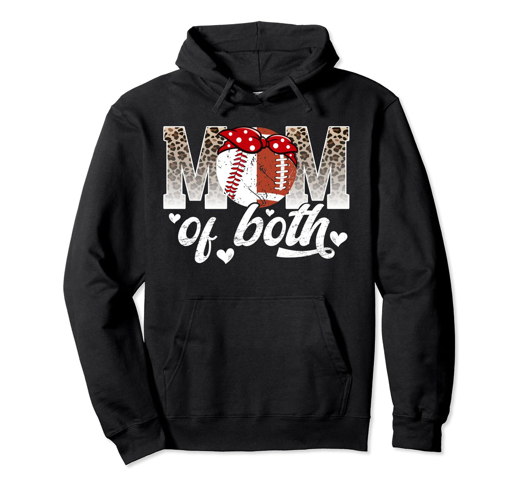 Mom Both Leopard Football Baseball Mom Hoodie - Casual Everyday Wear Unisex - T-Shirt, Sweatshirt, Hoodie