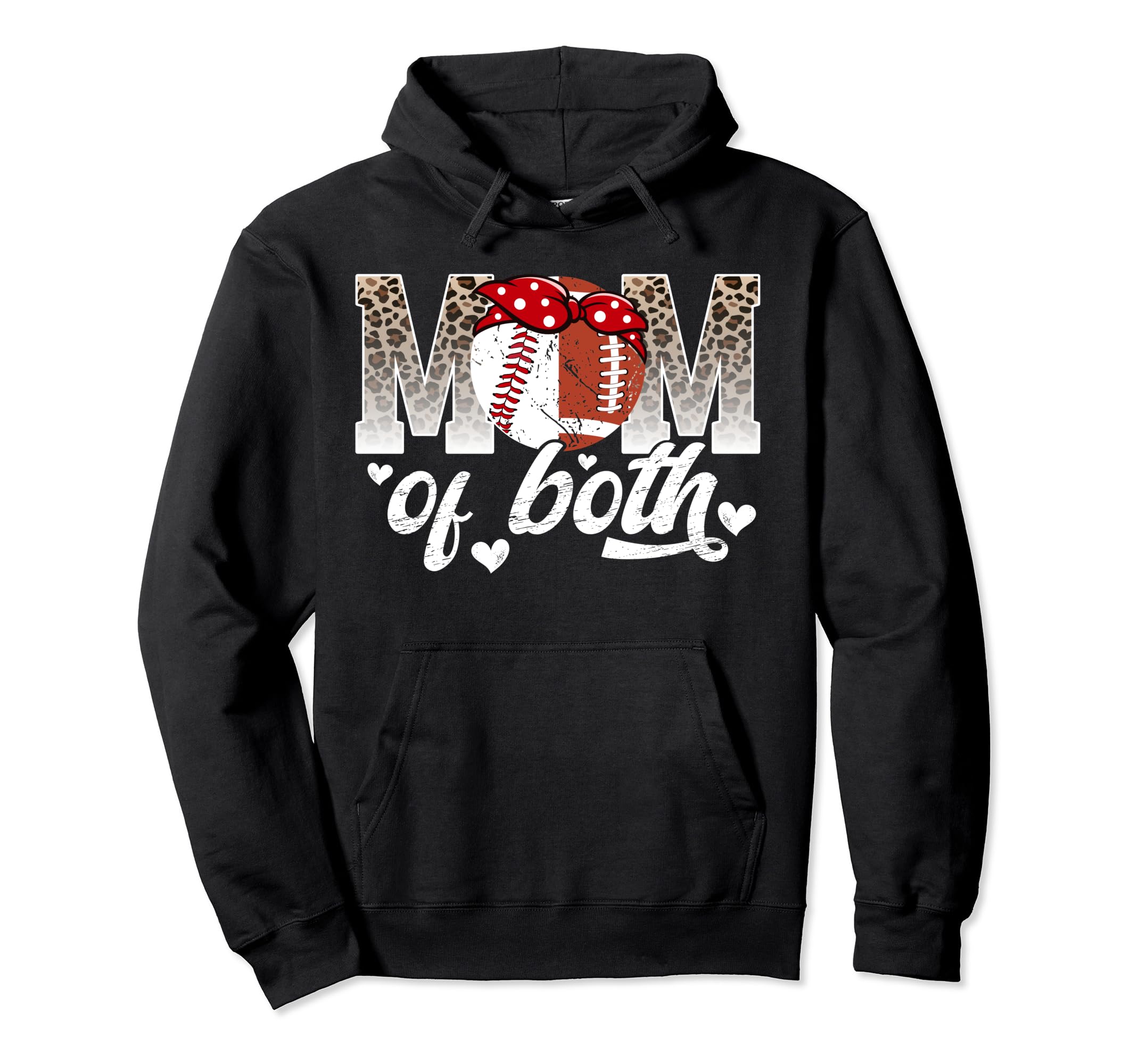 Mom Both Leopard Football Baseball Mom Hoodie - Casual Everyday Wear Unisex - T-Shirt, Sweatshirt, Hoodie