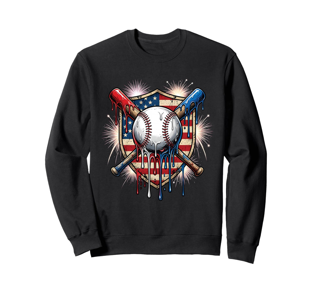 4Th July Baseball Drip Ice Cream Sweatshirt - Minimalist Print for Adults - T-Shirt, Sweatshirt, Hoodie