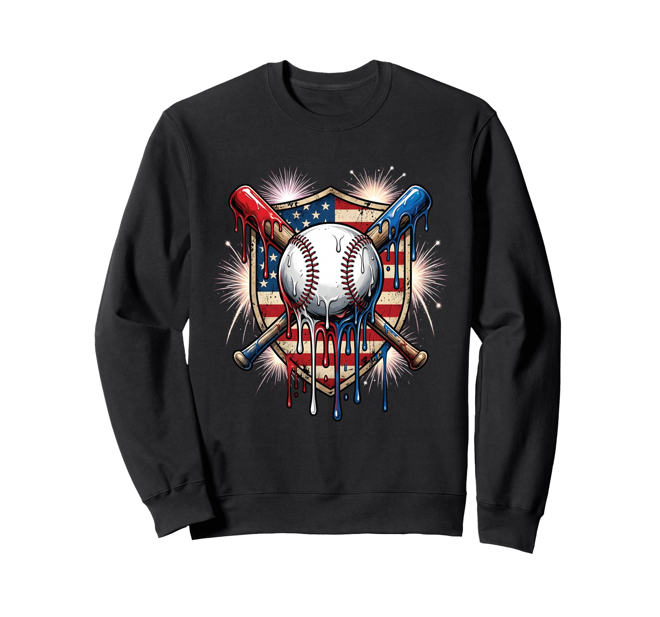 4Th July Baseball Drip Ice Cream Sweatshirt - Minimalist Print for Adults - T-Shirt, Sweatshirt, Hoodie