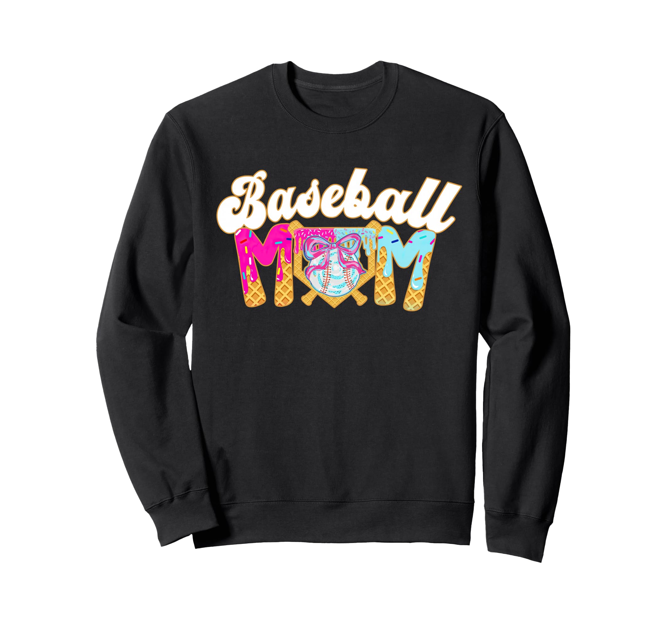 Baseball Mom Coquette Bow Mothers Sweatshirt - Graphic Print for Adults - T-Shirt, Sweatshirt, Hoodie