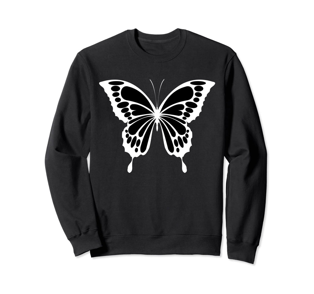 Black And White Butterfly Sweatshirt - Casual Everyday Wear for Adults - T-Shirt, Sweatshirt, Hoodie