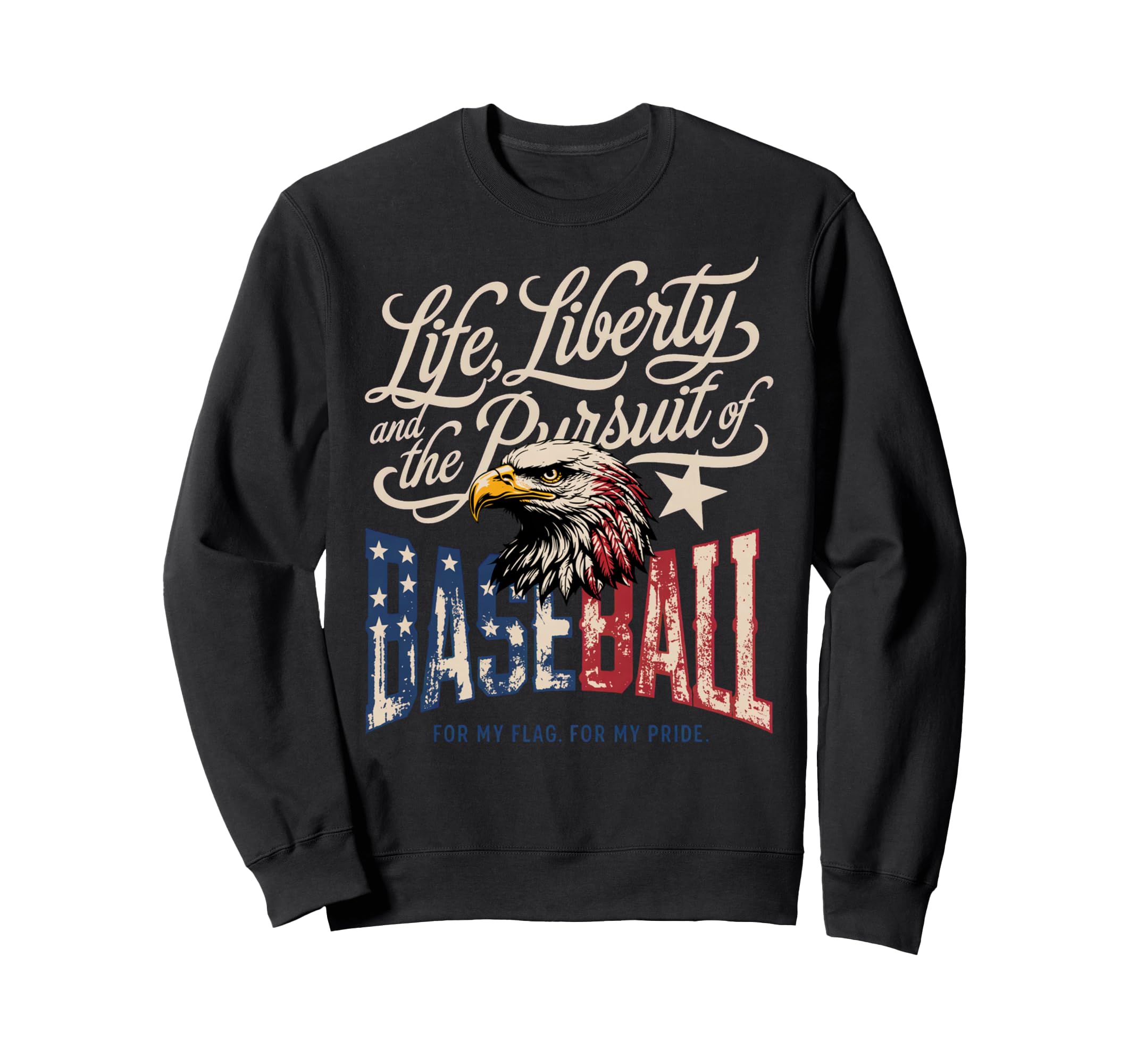 American Baseball Flag Patriotic Sweatshirt - Minimalist Print Men Women - T-Shirt, Sweatshirt, Hoodie