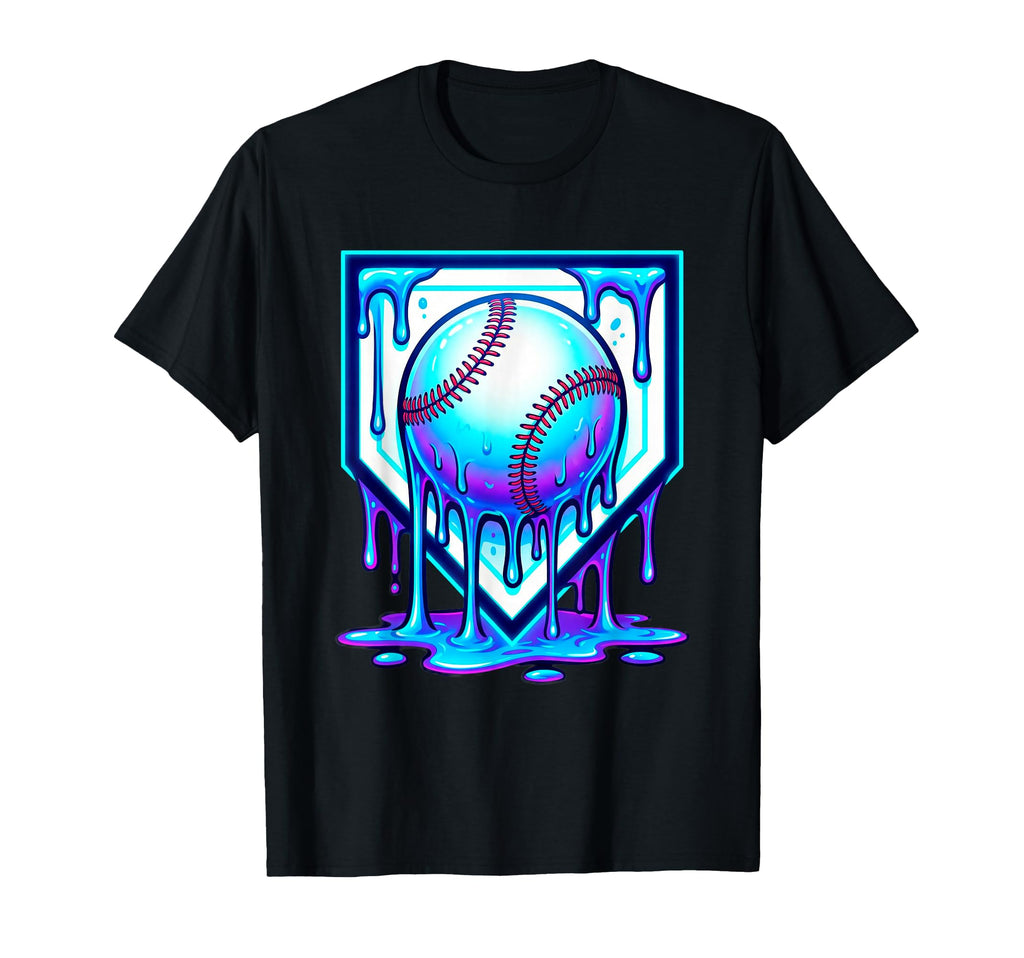 Baseball Drip Ice Cream Blue Glow Melt T-Shirt - Streetwear Style Unisex - T-Shirt, Sweatshirt, Hoodie