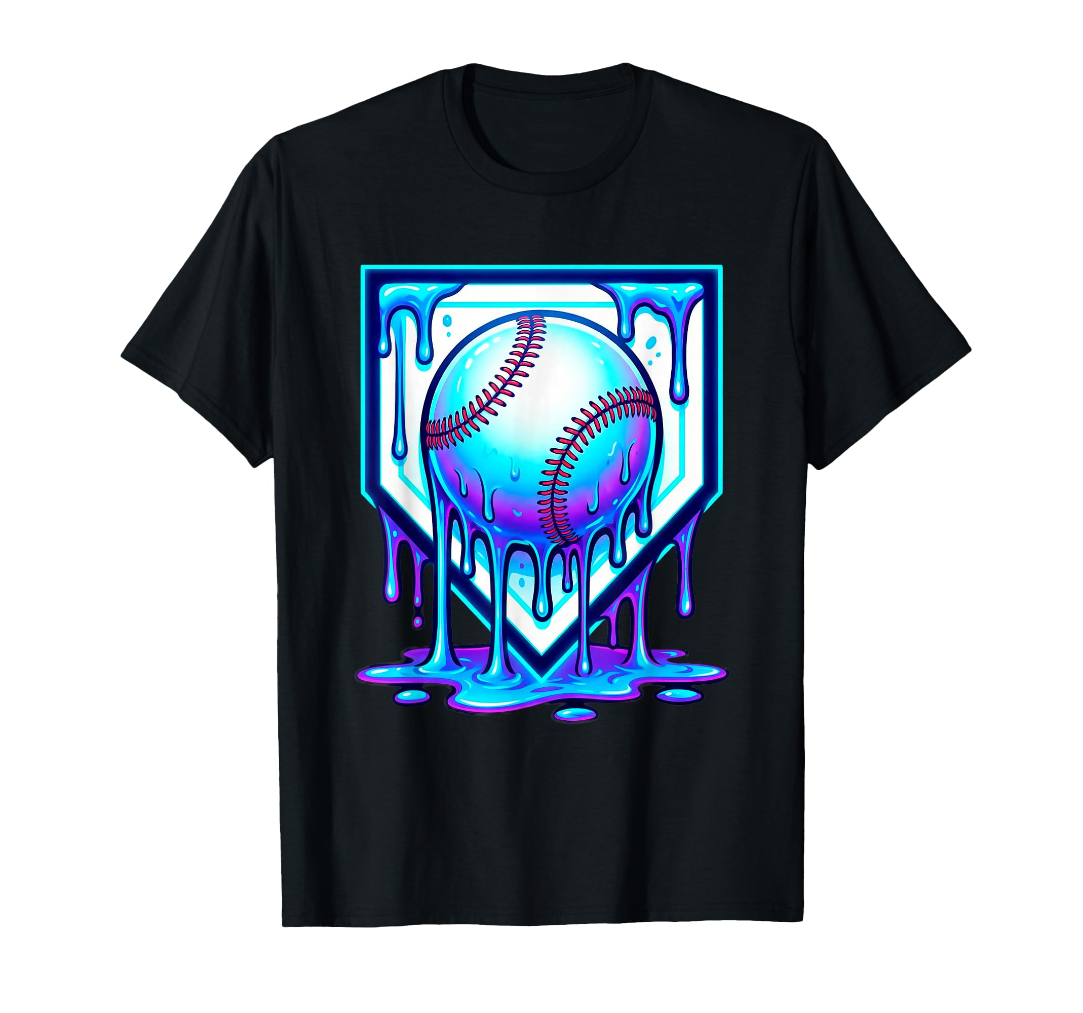 Baseball Drip Ice Cream Blue Glow Melt T-Shirt - Streetwear Style Unisex - T-Shirt, Sweatshirt, Hoodie