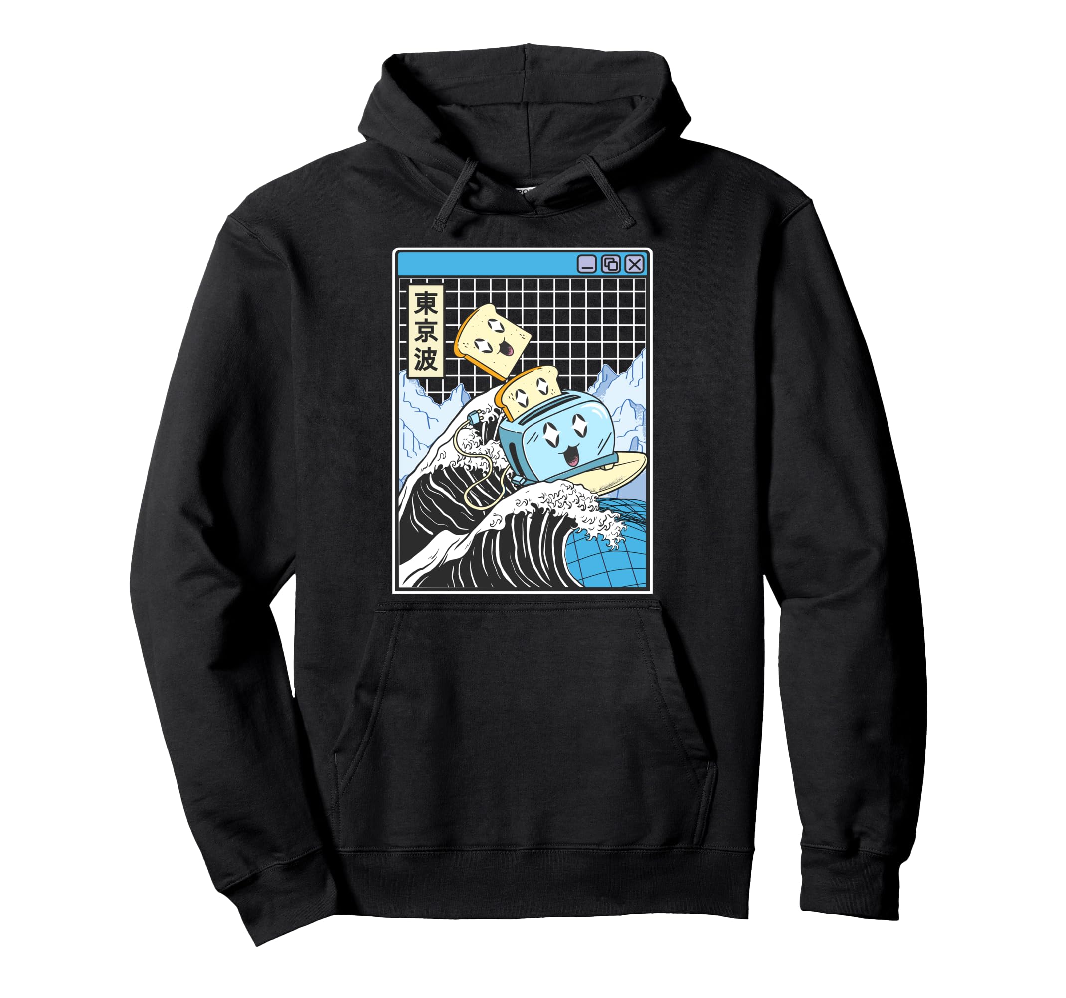 Toaster Great Wave Kawaii Vaporwave Hoodie - Aesthetic Graphic Men Women - T-Shirt, Sweatshirt, Hoodie