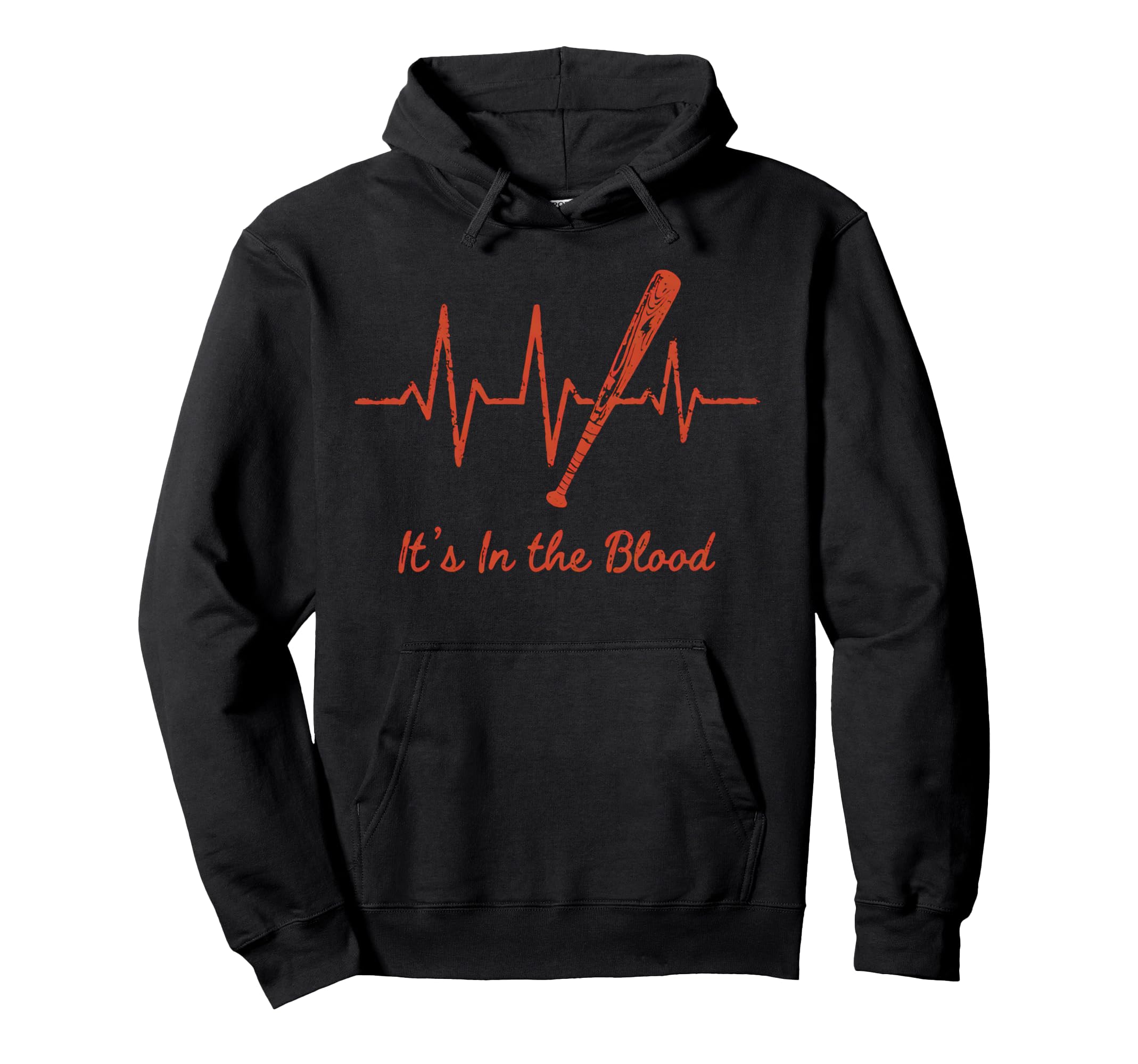Baseball Heartbeat Hoodie - Novelty Apparel for Adults - T-Shirt, Sweatshirt, Hoodie