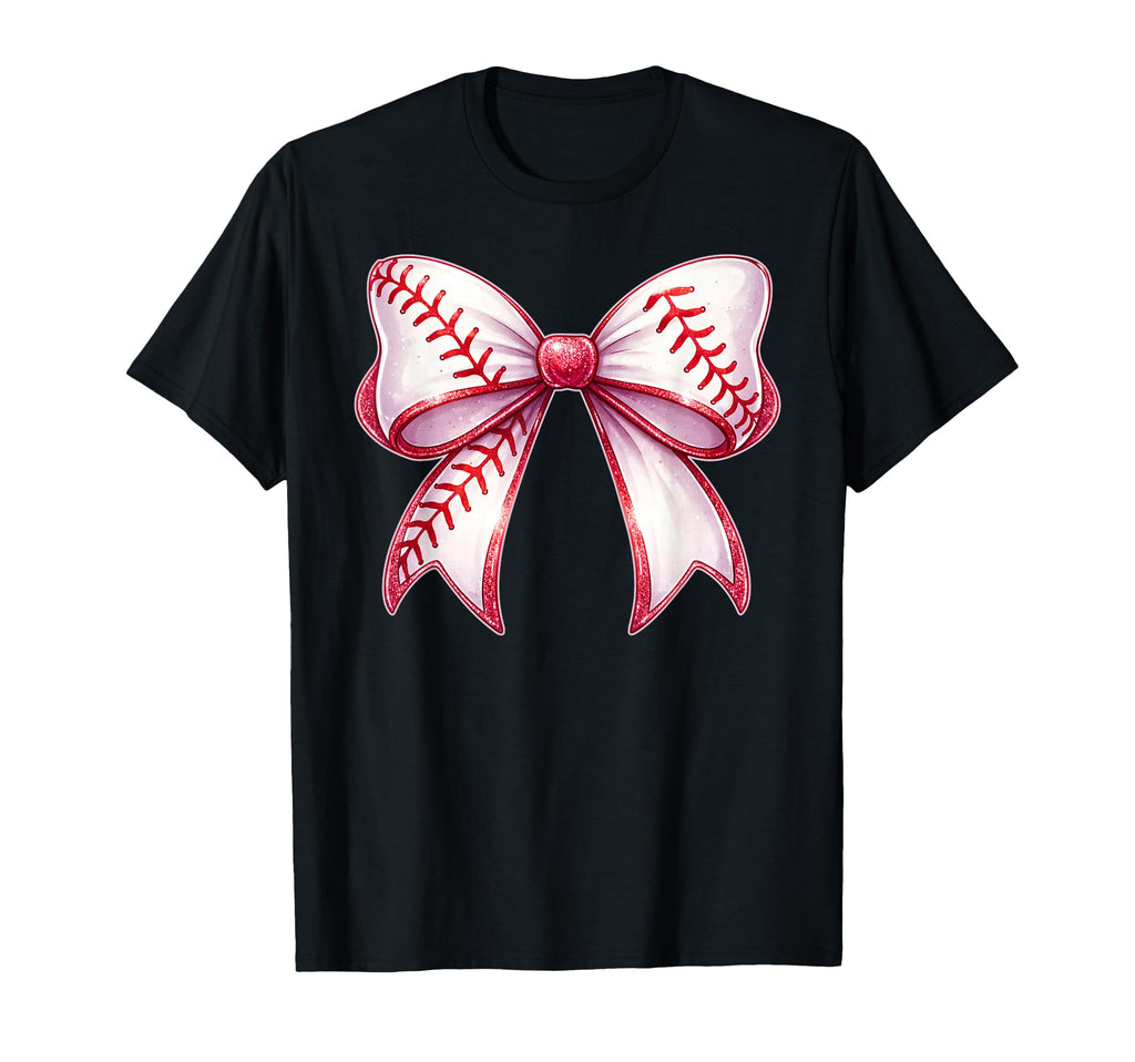 Baseball Bow Baseball Mom Mama Mothers T-Shirt - Unique Graphic for Adults - T-Shirt, Sweatshirt, Hoodie