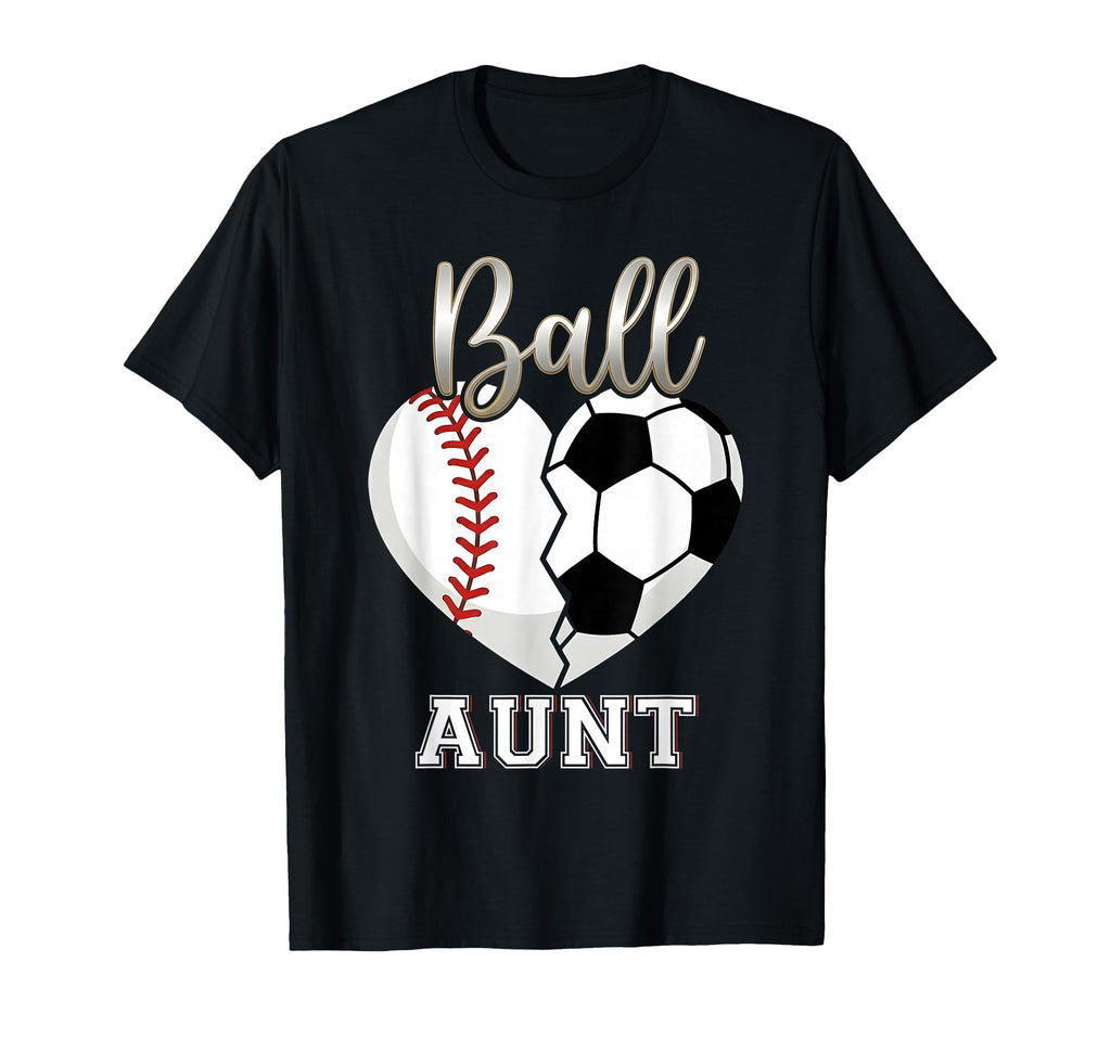 Ball Aunt Baseball Soccer Heart T-Shirt - Minimalist Print for Adults - T-Shirt, Sweatshirt, Hoodie