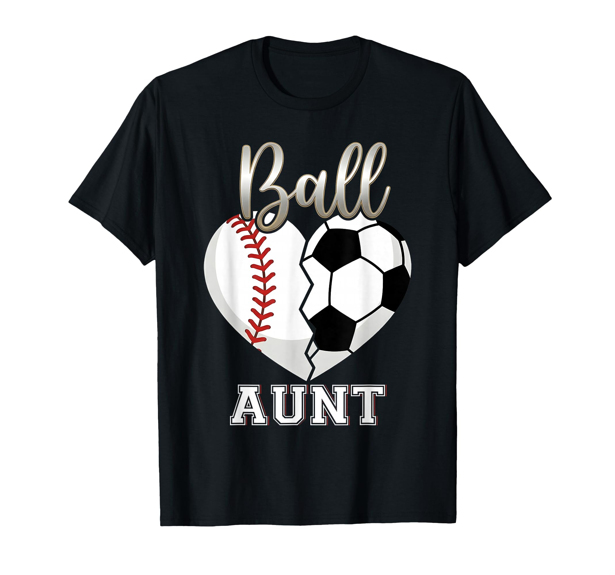 Ball Aunt Baseball Soccer Heart T-Shirt - Minimalist Print for Adults - T-Shirt, Sweatshirt, Hoodie