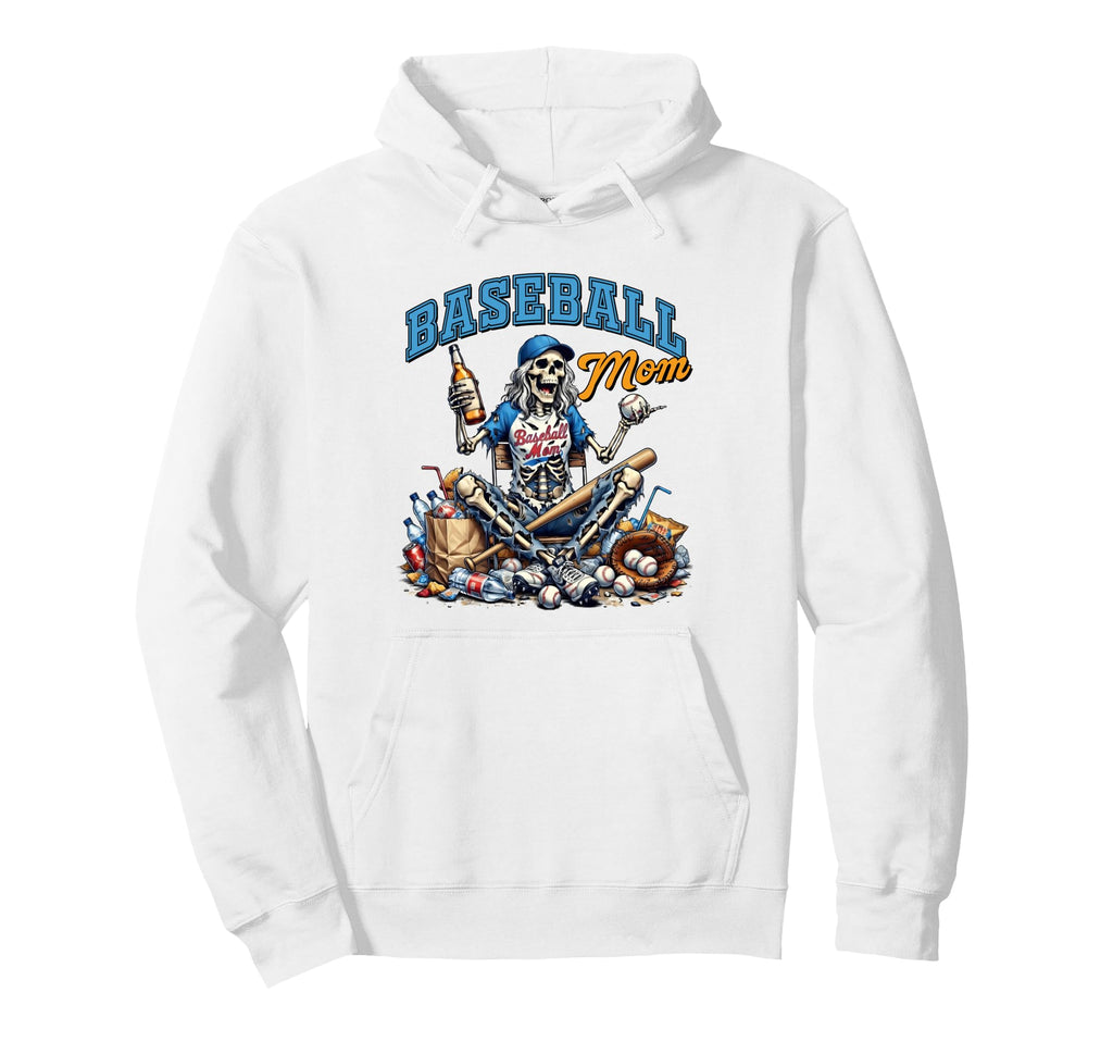 Baseball Mama Game Day Skeleton Hoodie - Custom Art Print for Adults - T-Shirt, Sweatshirt, Hoodie