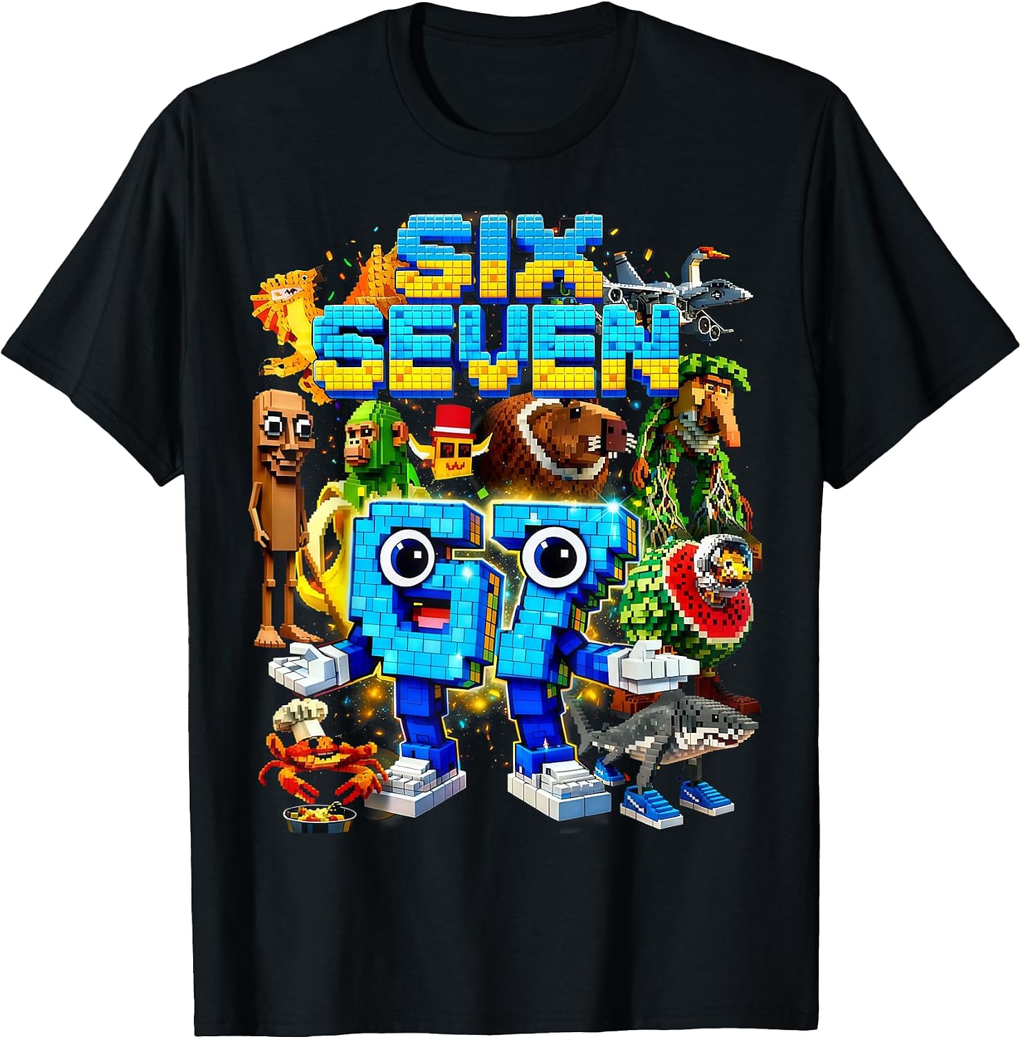 Graphic Six Seven 67 Pixel Gamer Funny Apparel Co. - Adult & Kids T-Shirts, Sweatshirts & Hoodies apparel design preview 1