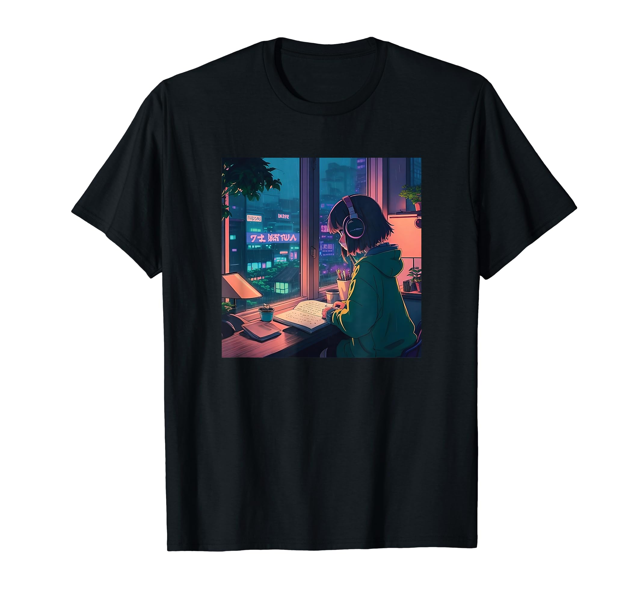 Lofi Anime Headphones 90S T-Shirt - Fun Novelty Design for Adults - T-Shirt, Sweatshirt, Hoodie
