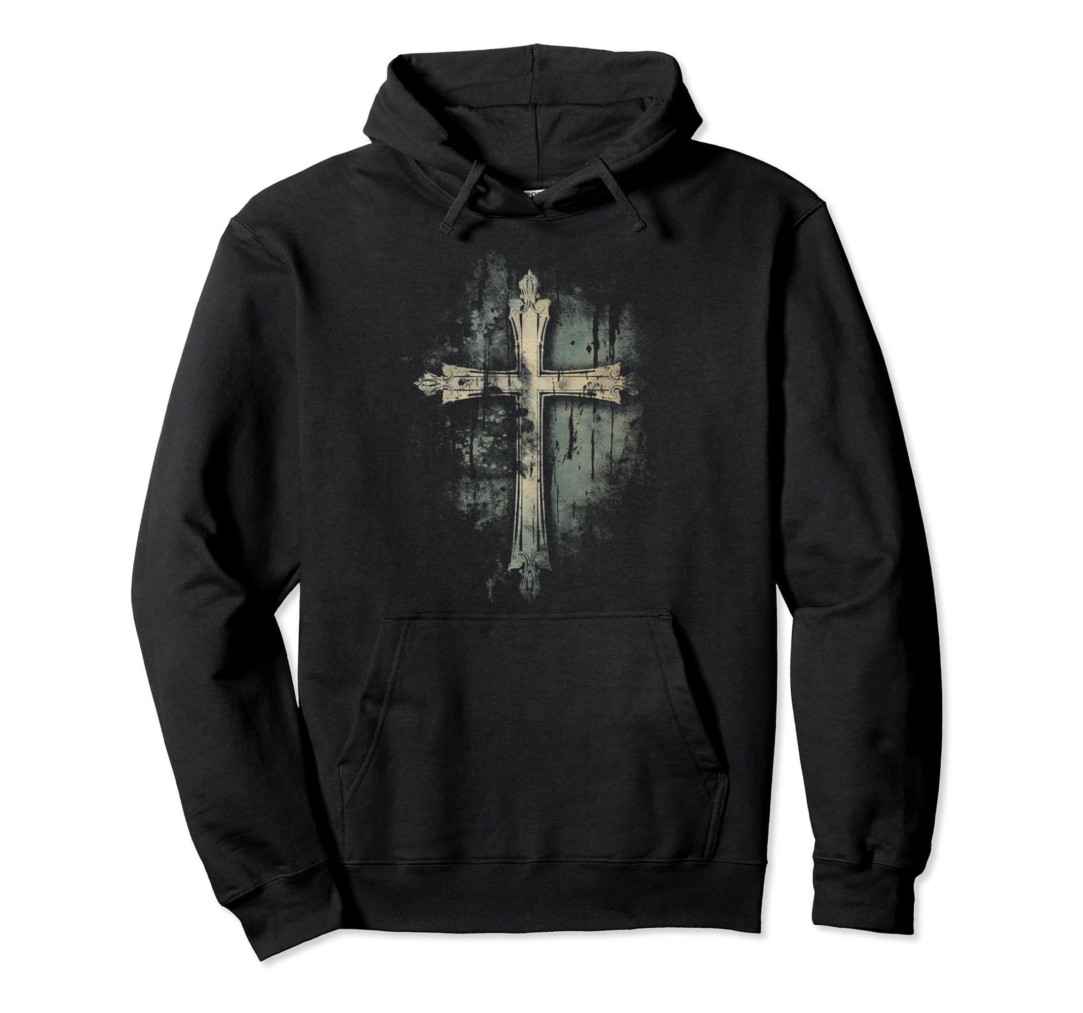Cross Distressed 90S Goth Grunge Hoodie - Streetwear Style for Adults - T-Shirt, Sweatshirt, Hoodie