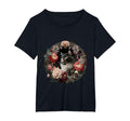Boho Black Cat Flower Kawaii Peony Lilac T-Shirt - Graphic Print Men Women - T-Shirt, Sweatshirt, Hoodie