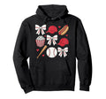 Coquette Bow Baseball Game Day Cheer Mom Hoodie - Unique Graphic Unisex - T-Shirt, Sweatshirt, Hoodie