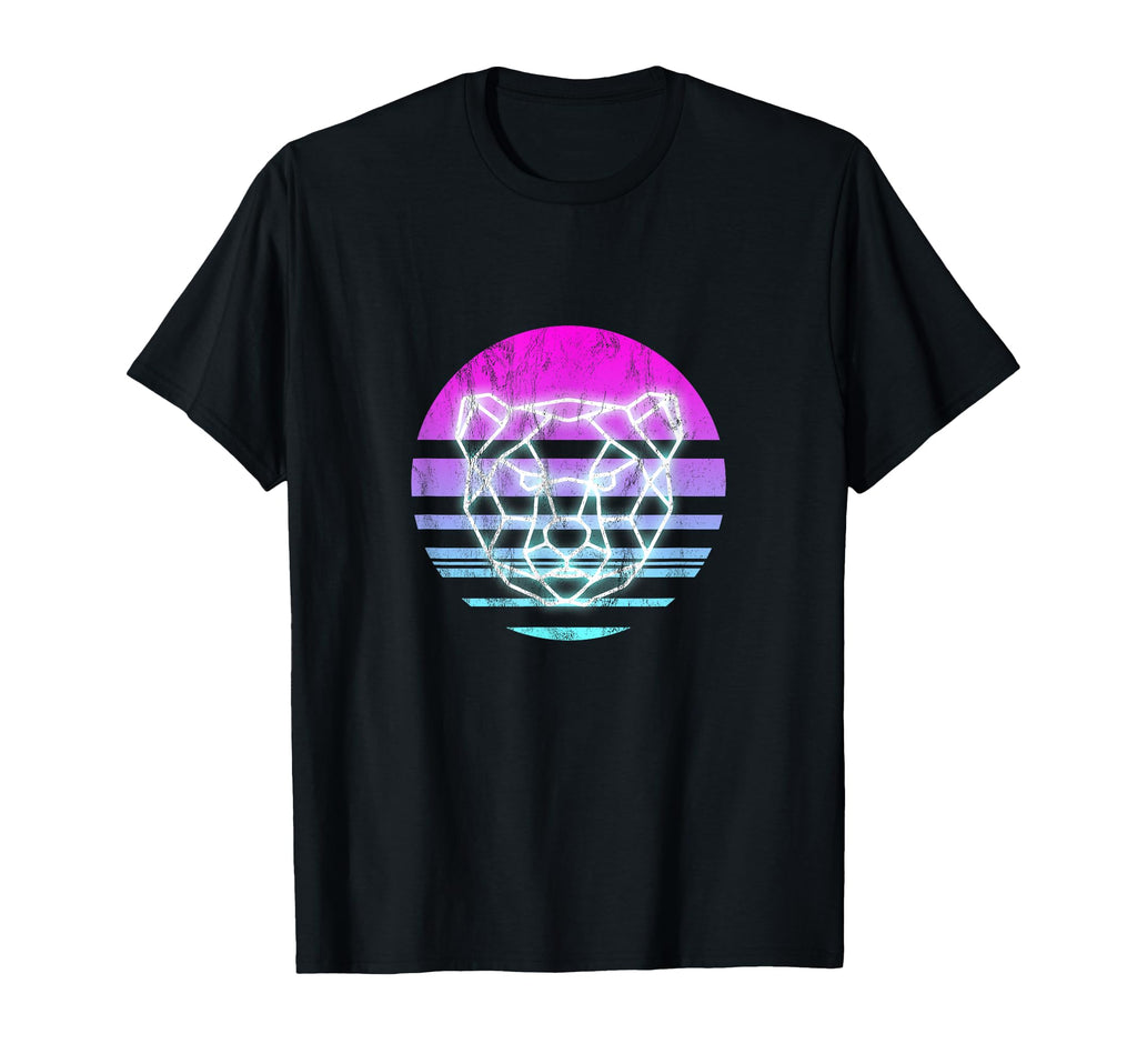 80S Neon Sign Poly Geometric Bear Face 80S T-Shirt - Graphic Print Unisex - T-Shirt, Sweatshirt, Hoodie