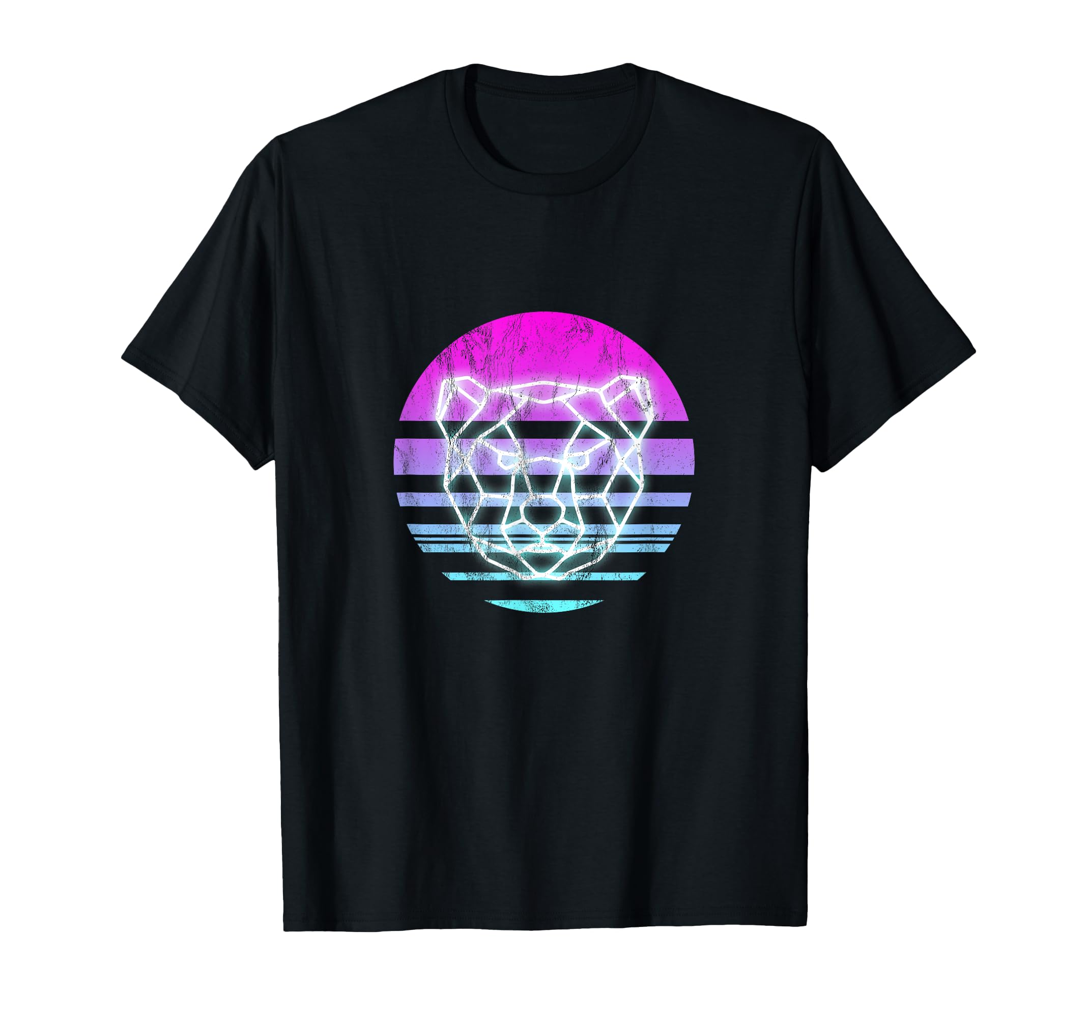 80S Neon Sign Poly Geometric Bear Face 80S T-Shirt - Graphic Print Unisex - T-Shirt, Sweatshirt, Hoodie