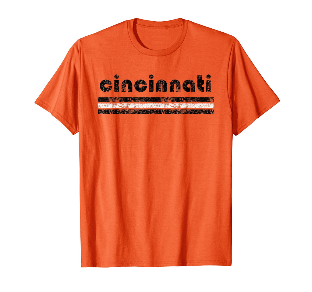 Cincinnati Ohio Three Stripe Weathered T-Shirt - Trendy Graphic for Adults - T-Shirt, Sweatshirt, Hoodie